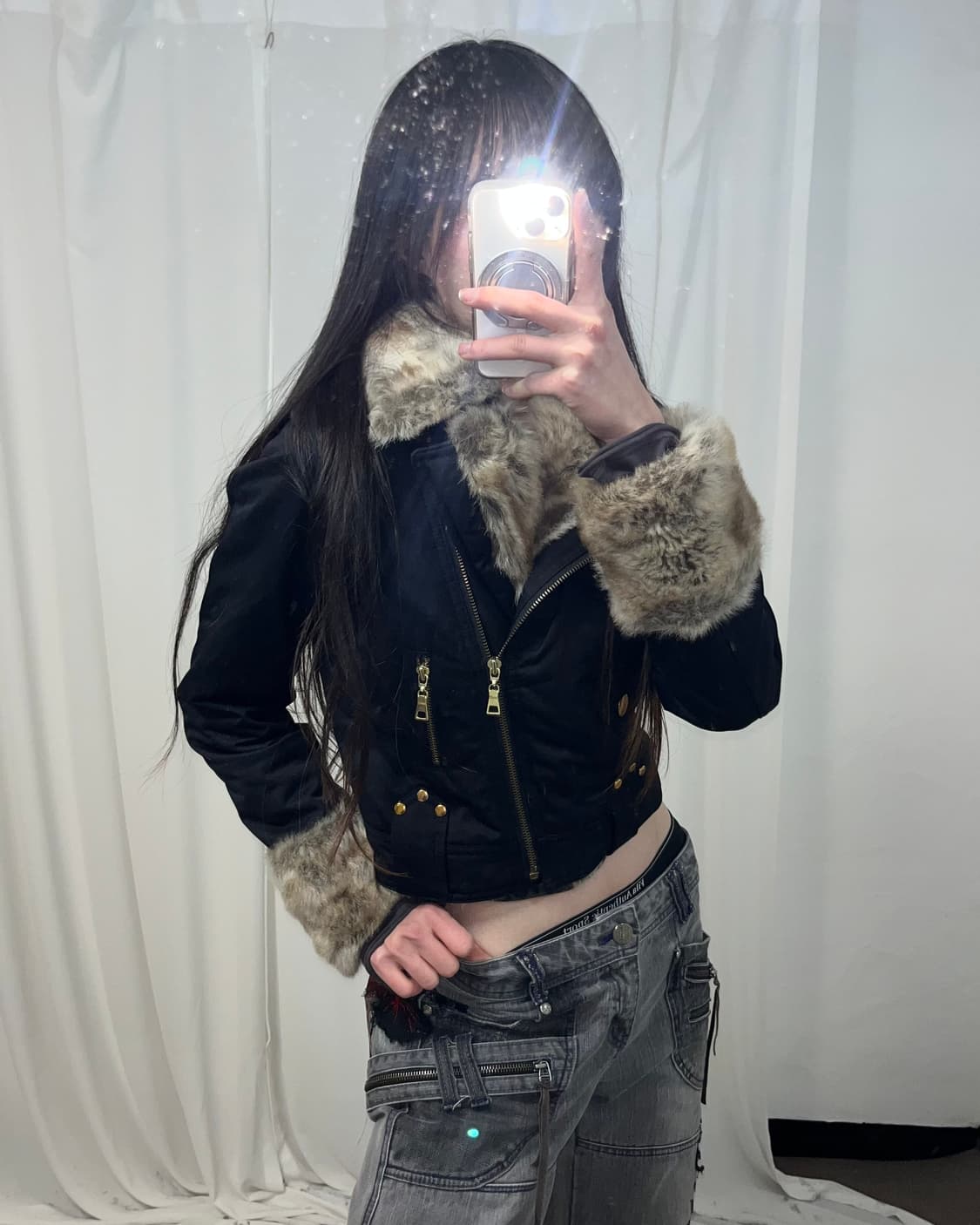 퍼 트리밍 패디드 자켓 상품이미지3