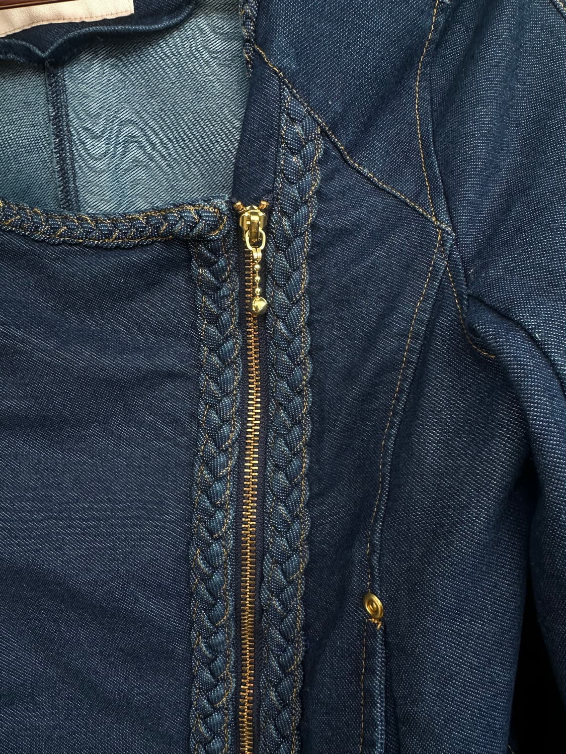 땋임 디테일 데님 라이더 자켓 상품이미지5