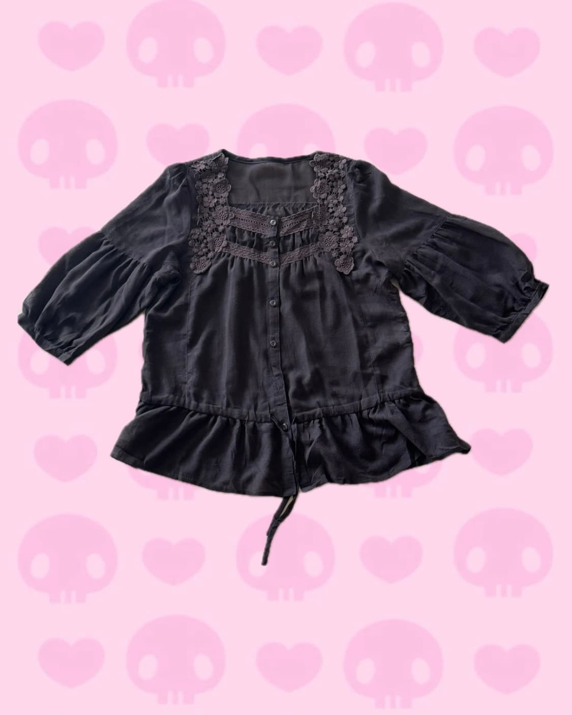 일본 빈티지 시스루 브라운 5부 가디건 상품이미지1