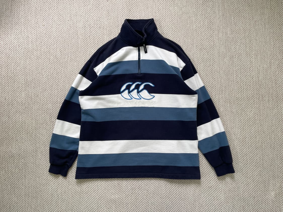 캔터베리 스트라이프 럭비 하프집업  상품이미지1