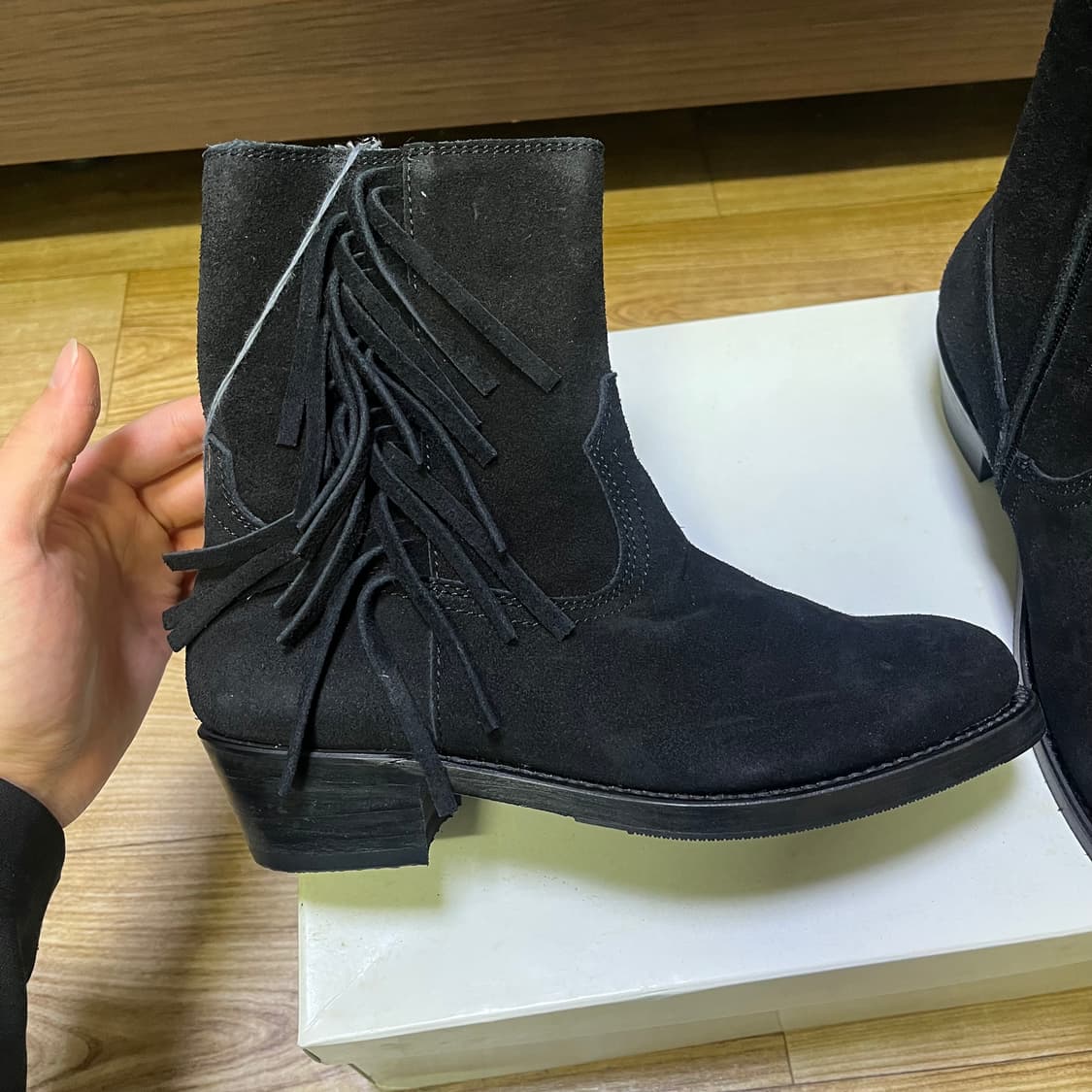 Unused 언유즈드 블랙 스웨이드 웨스턴 부츠 230사이즈 상품이미지3
