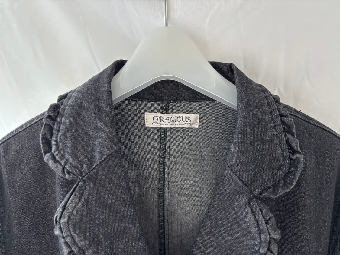 ruffle black denim jacket 상품이미지3