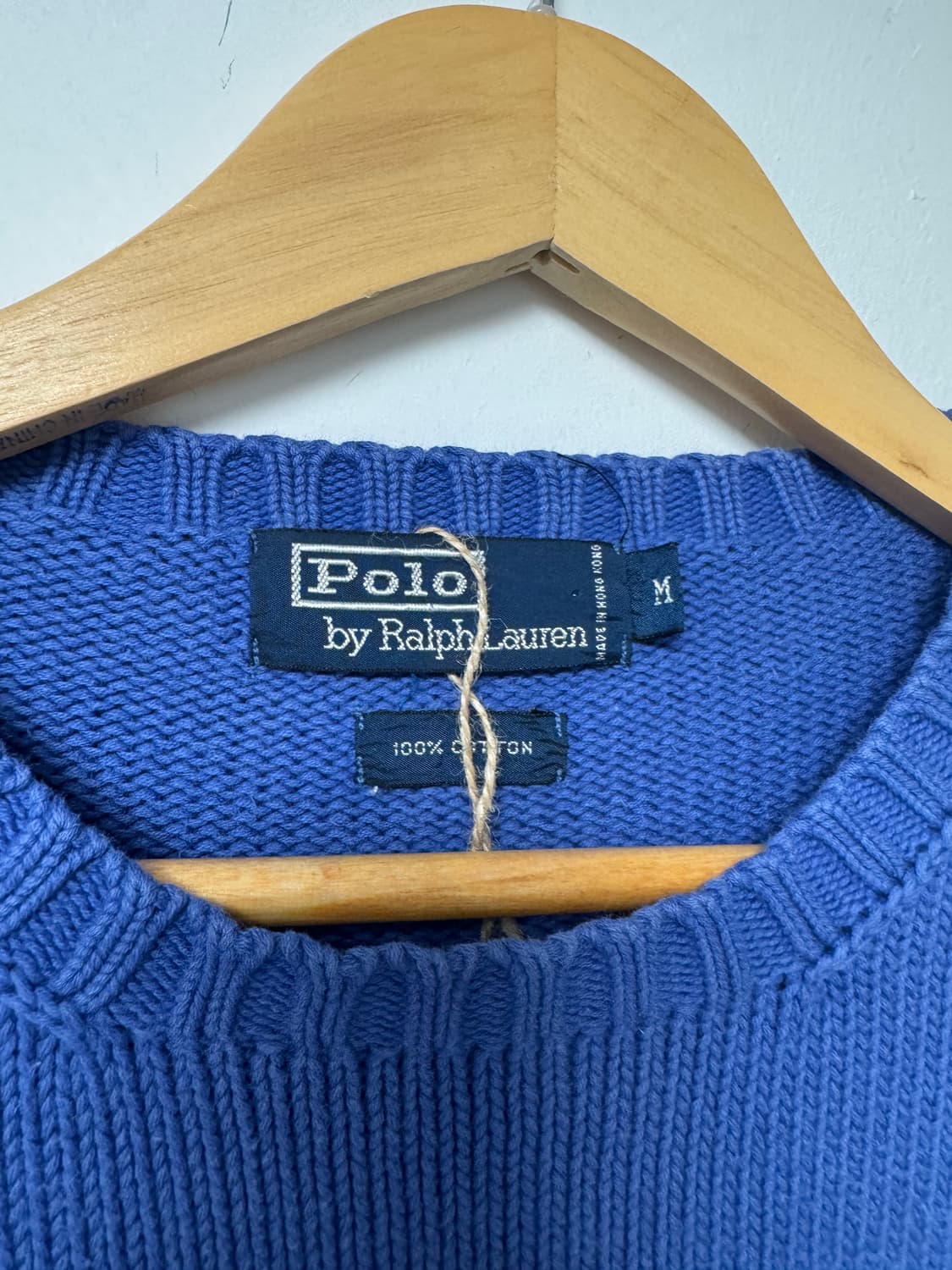 폴로 랄프로렌 빈티지 폴로 라운드넥 스카이블루 코튼 니트 M 상품이미지3