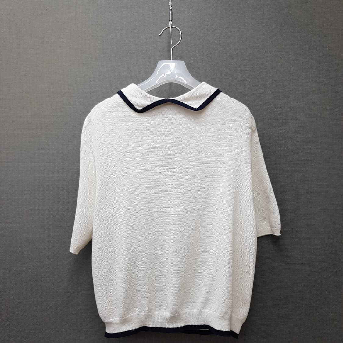 한섬 sjsj 2023 배색 트리밍 반팔 니트 가디건 F사이즈 상품이미지4