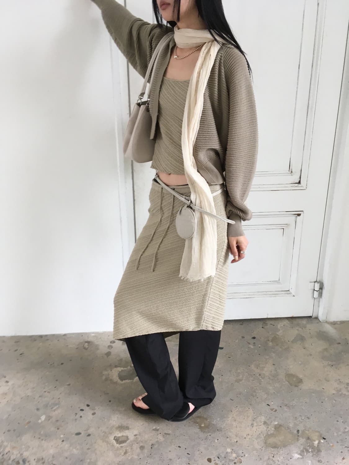 브리드 3D 플리츠 가디건 카키 상품이미지6