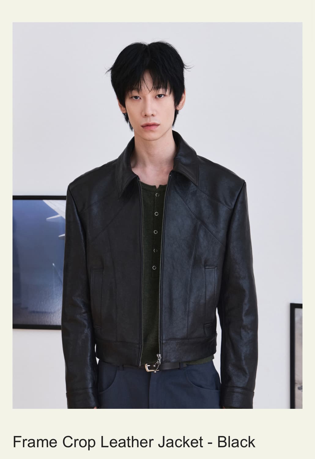 (새상품)웨이비니스 프레임 크롭 레더 2사이즈 상품이미지1