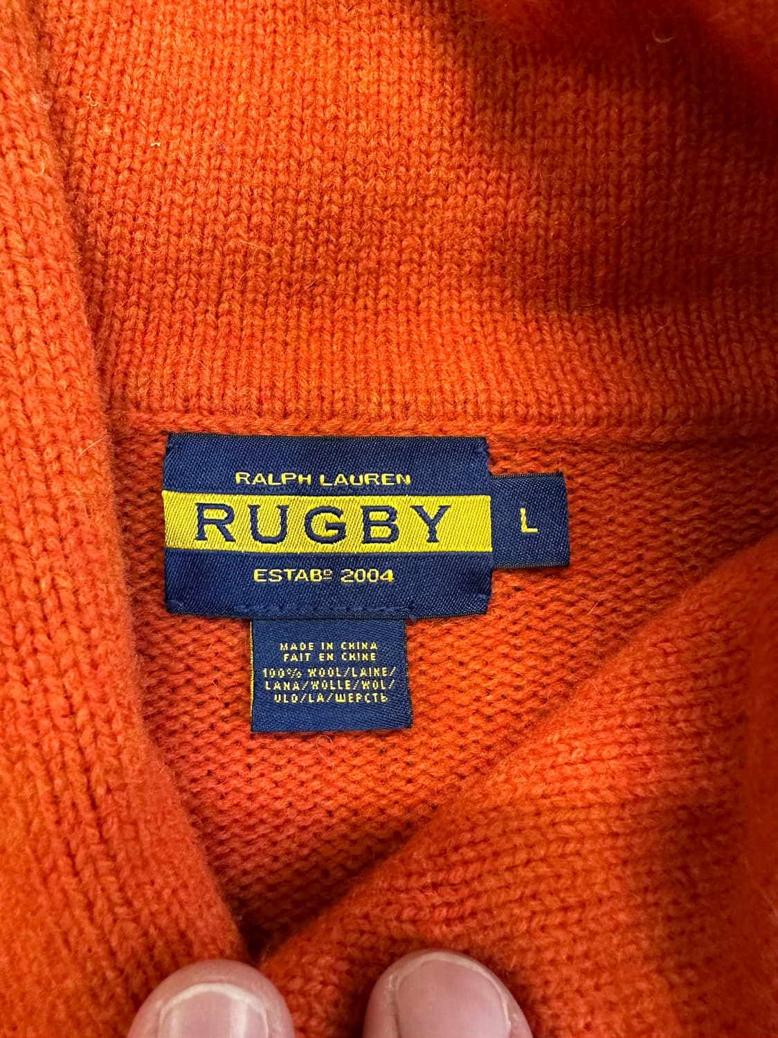 랄프로렌 럭비 숄카라 울 니트 L 상품이미지3