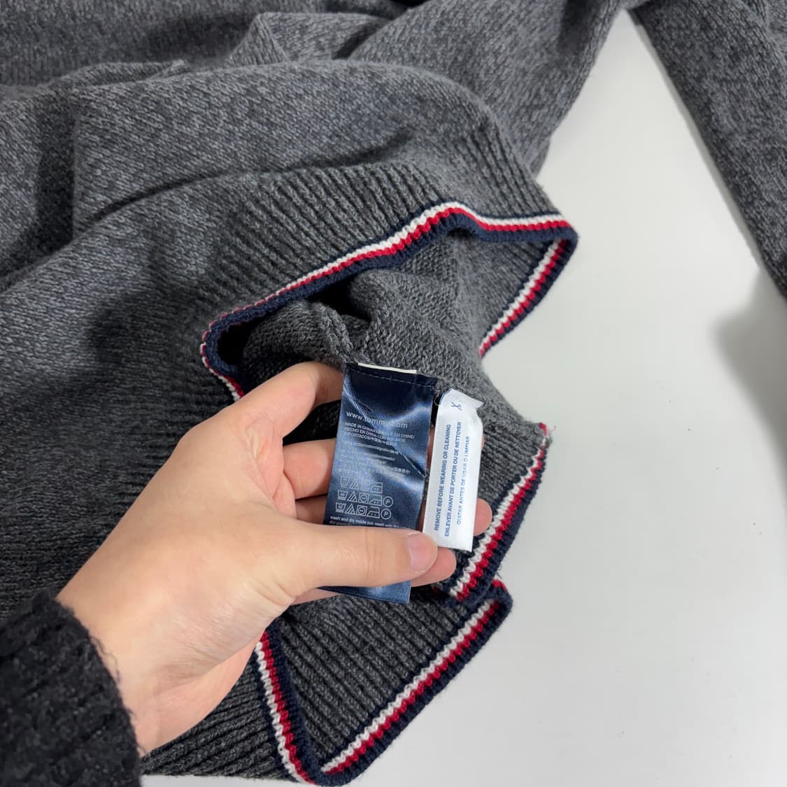 2XL 타미힐피거 차콜 스몰로고 면 니트 상품이미지5