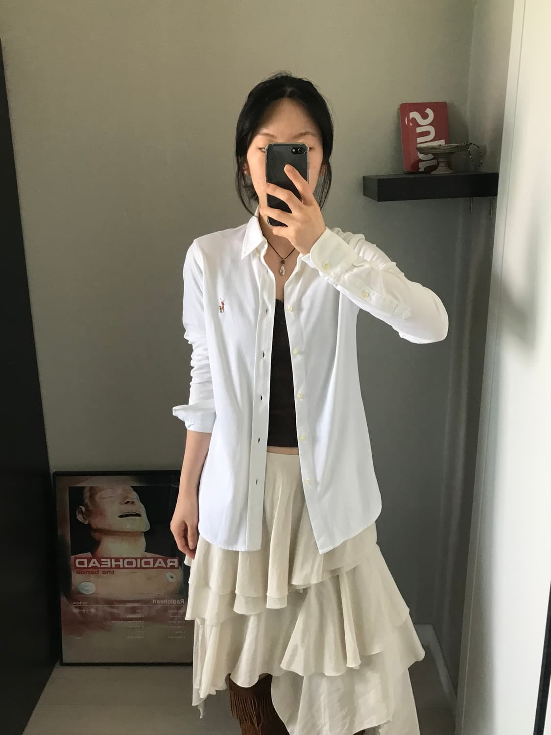 폴로 랄프로렌 니트 옥스포드 포니로고 화이트 셔츠 상품이미지1