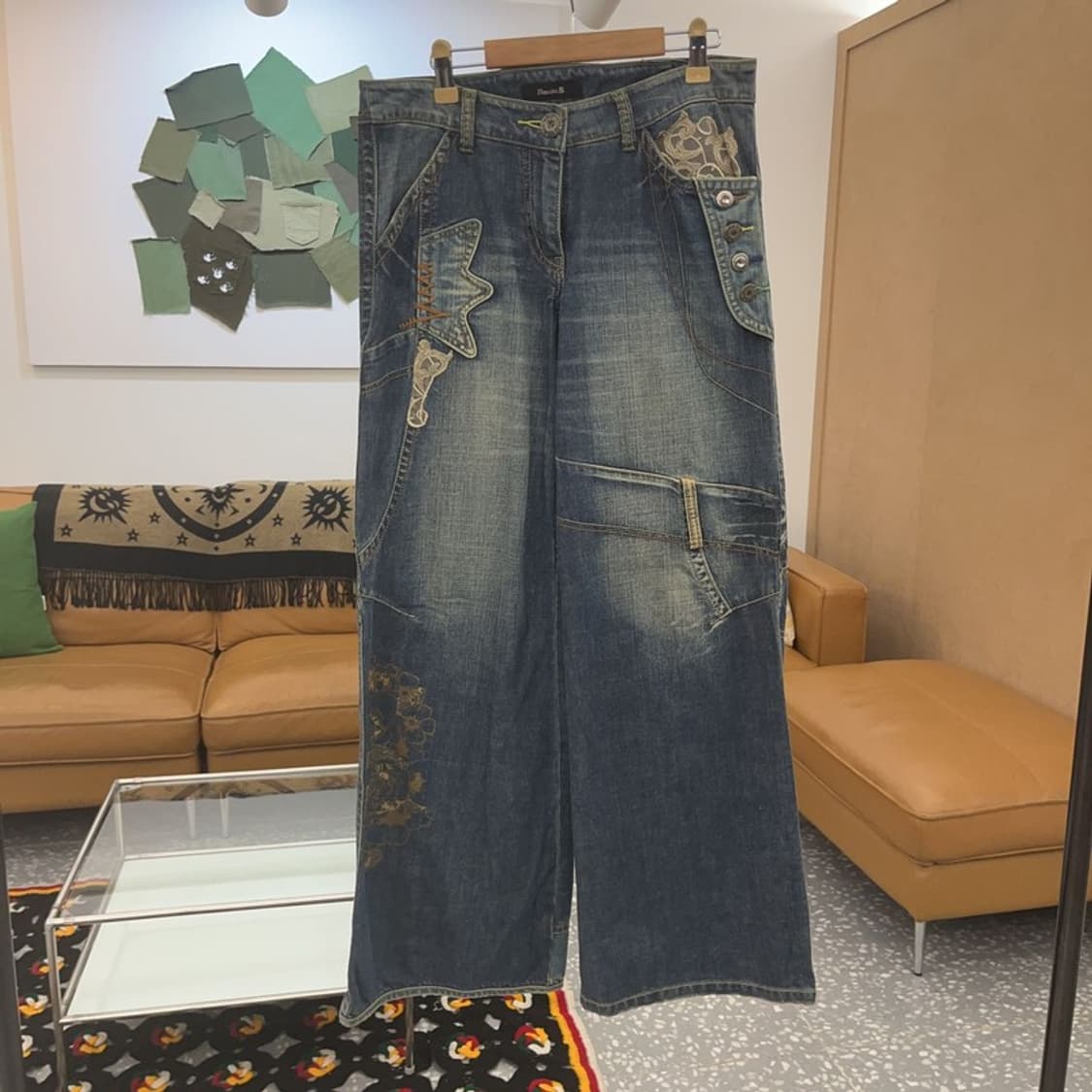 빈티지 올드스쿨 오리엔탈 패치포인트 데님 팬츠 26인치 C06713 상품이미지3