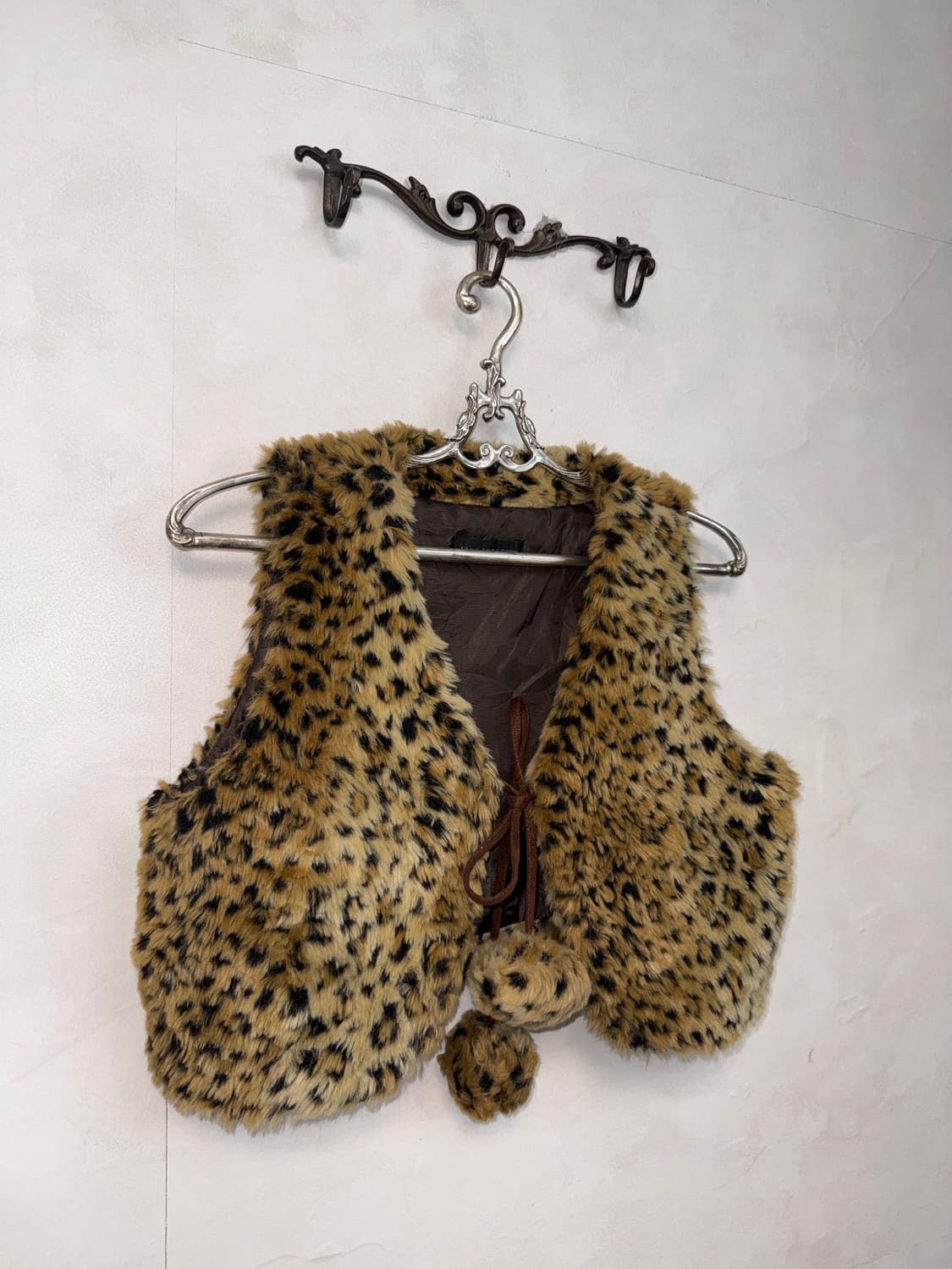 Brown faux fur leopard vest 상품이미지2