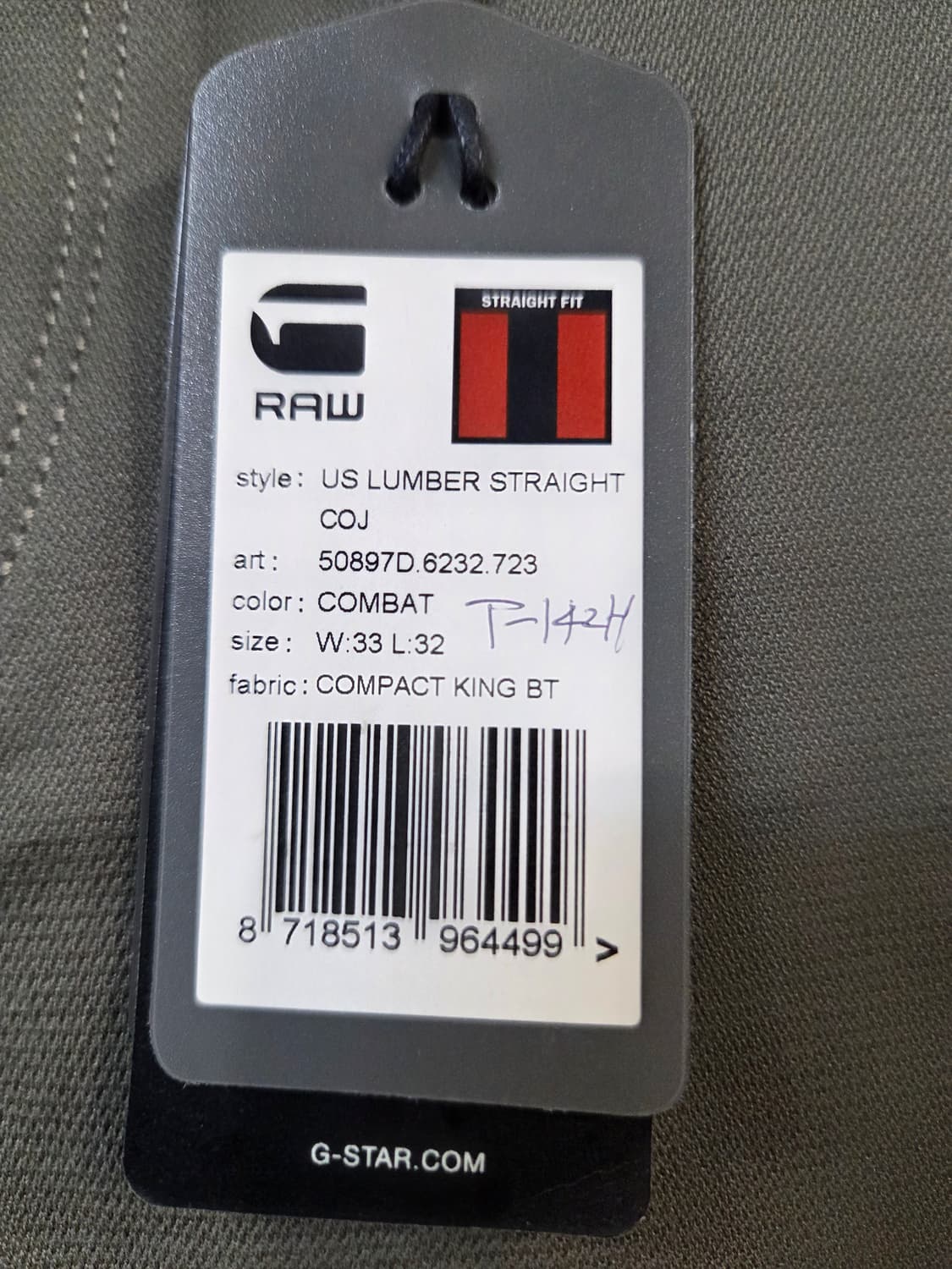 G-Star RAW 카키색 남성 바지(W33/L32) 상품이미지7