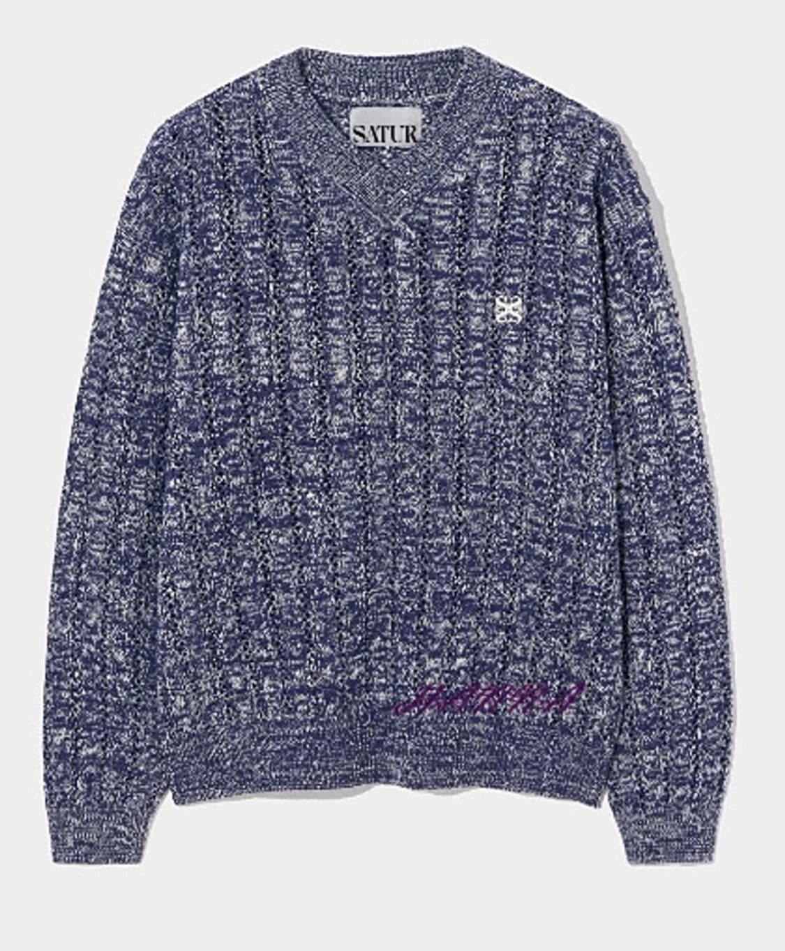 새터 브이넥 펀칭 니트 상품이미지2