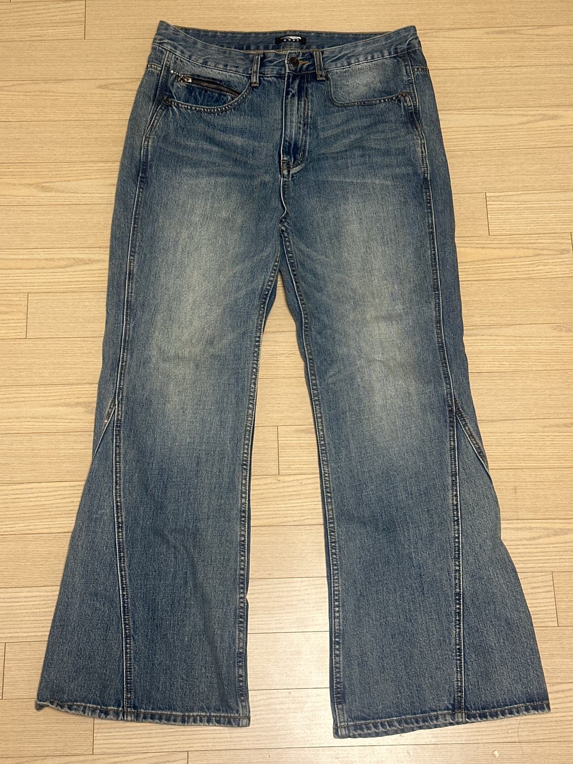 DNSR 커브드 플레어 데님 팬츠 블루 상품이미지1