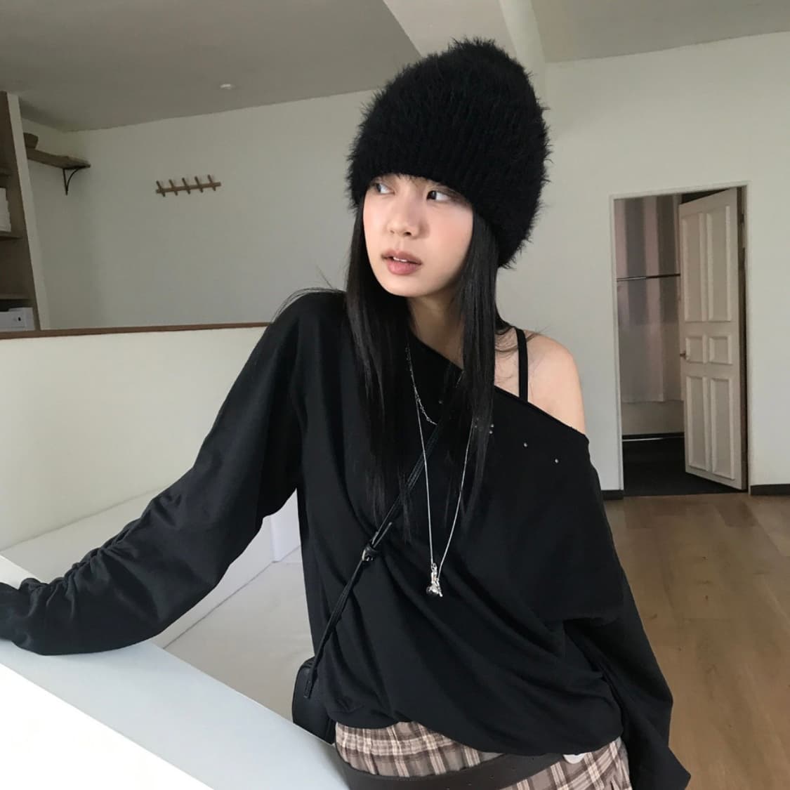 앙고라 비니 블랙 상품이미지2