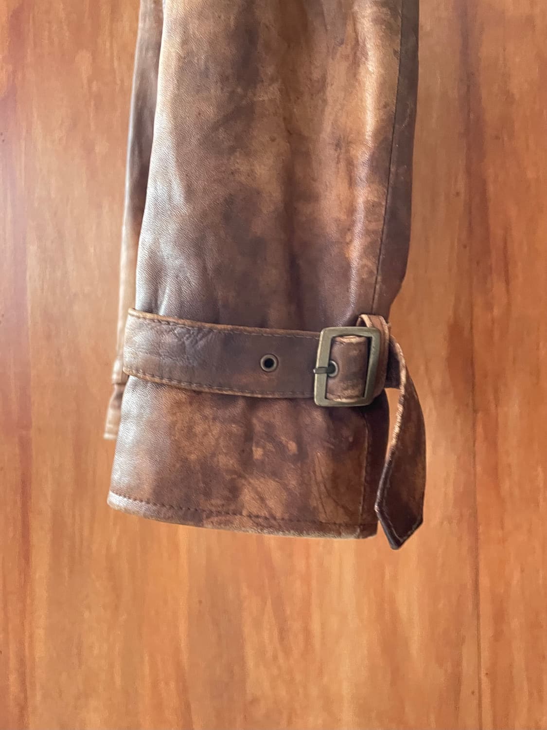 Brown washing sheepskin leather jacket 상품이미지7