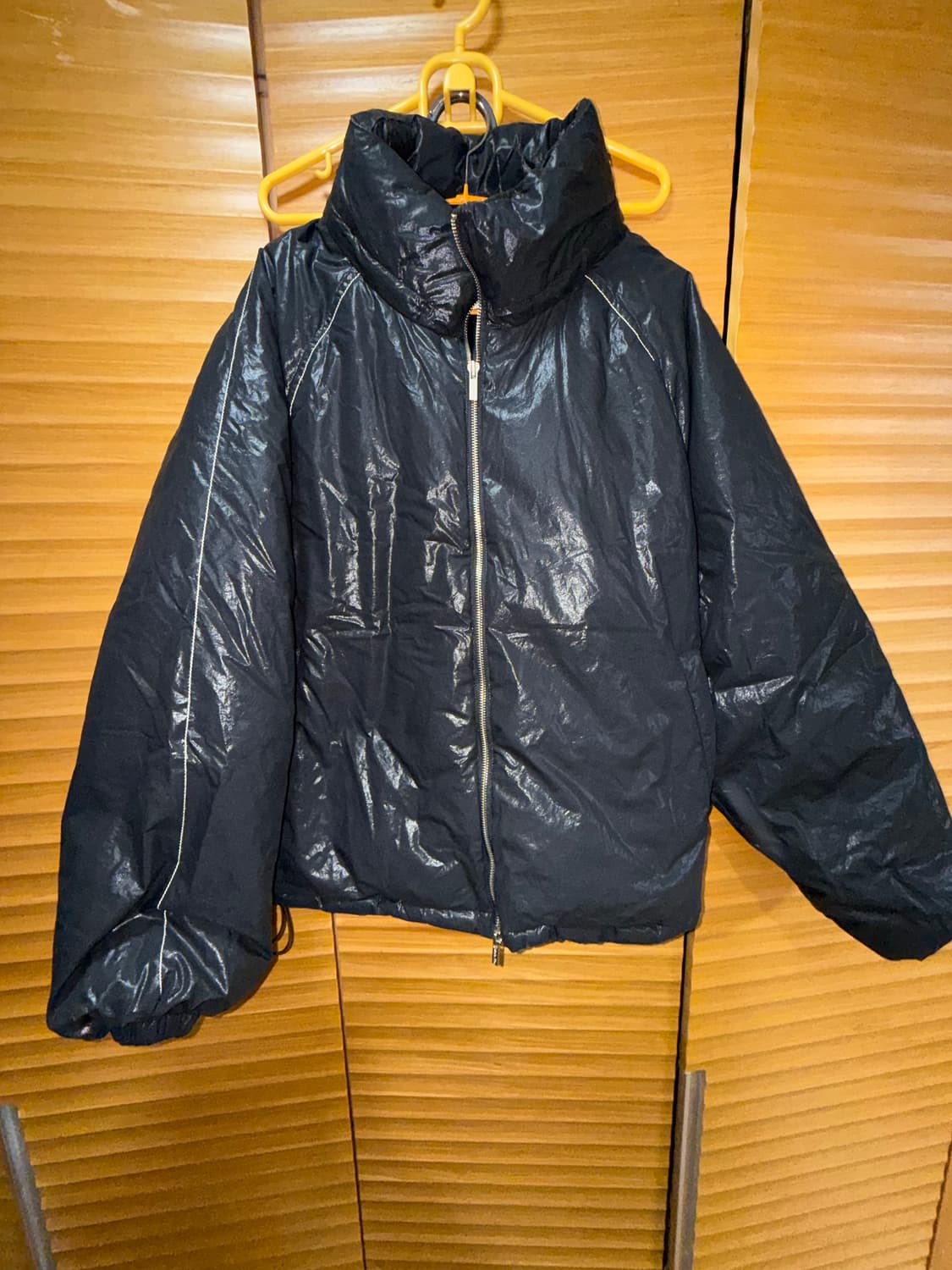 마뗑킴 마뗑 로고 코팅 다운 점퍼 블랙 L 상품이미지2