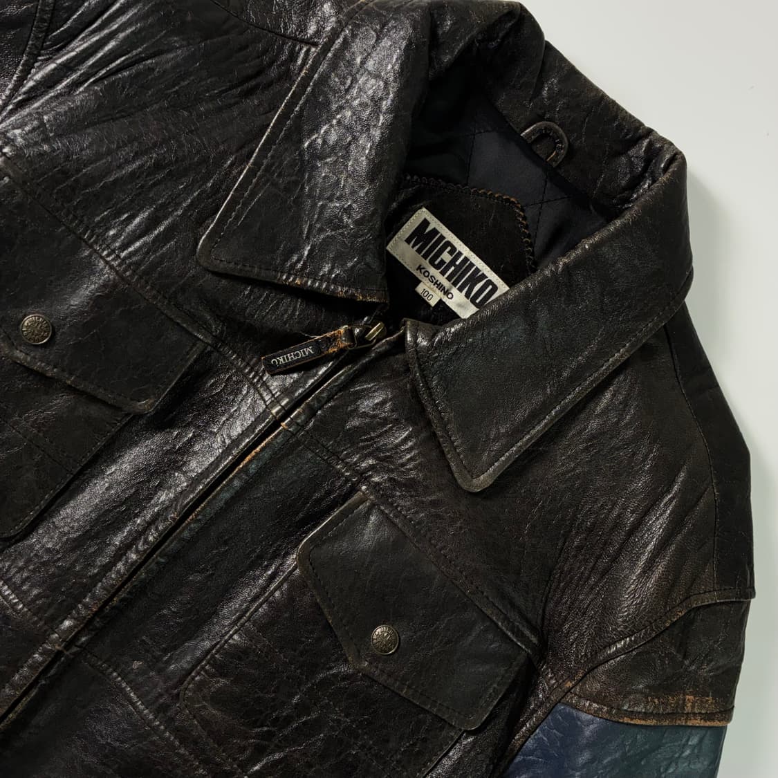 Michiko  미치코 코시노 90,s 램스킨 레더 라이더 자켓  상품이미지4