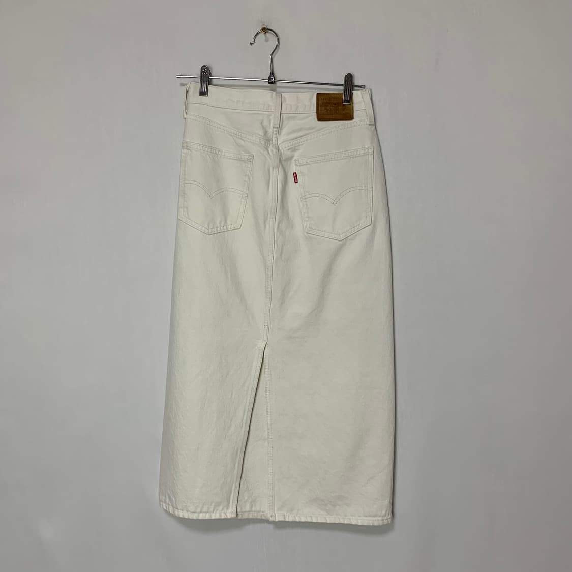 리바이스 화이트 아이보리 데님 트임 롱 스커트 25인치 빈티지 치마 상품이미지4