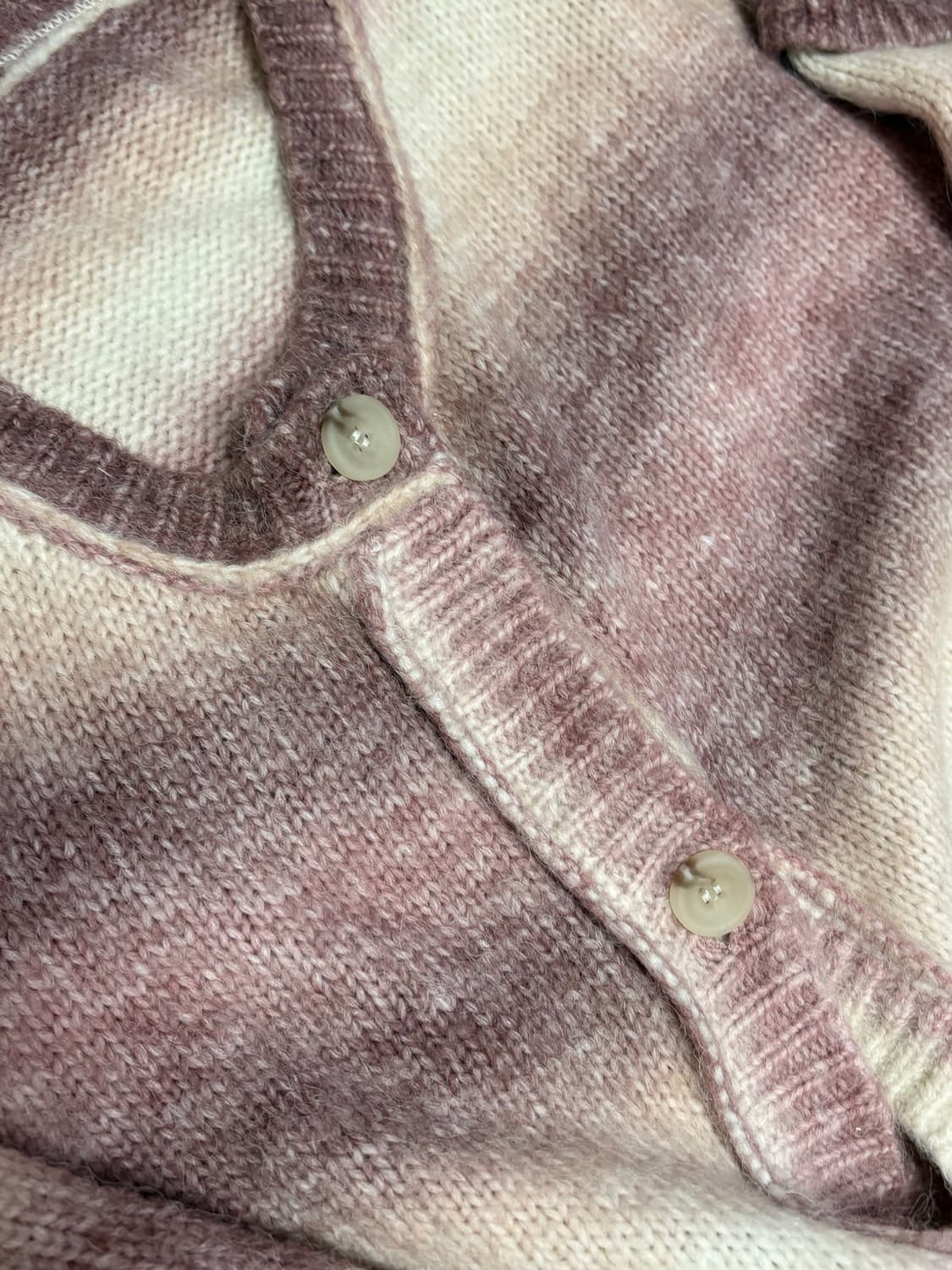 빈티지 모리걸 핑크 아이보리 그라데이션 컬러믹스 오버핏 가디건 상품이미지2