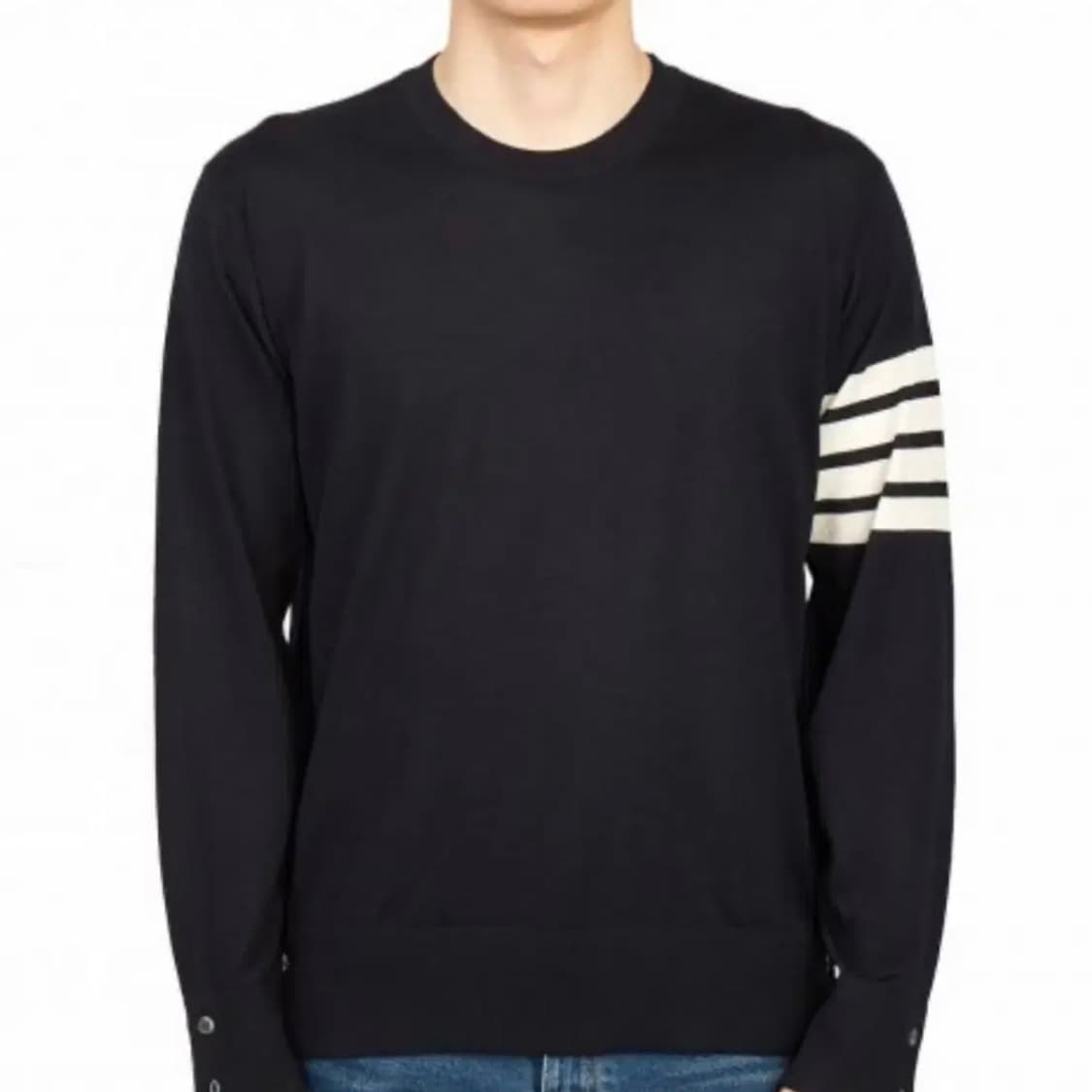 [S+급/2] 톰브라운 사선완장 메리노 울 니트 네이비 상품이미지8