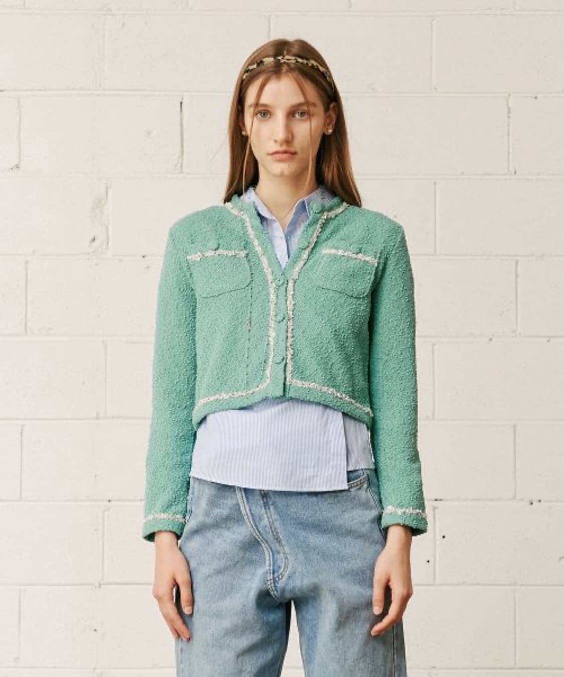 13month fringed tweed jacket mint 상품이미지3