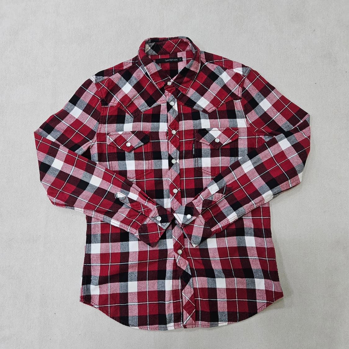 L 켈빈클라인 진 체크패턴 긴팔 셔츠 0313Y 상품이미지1