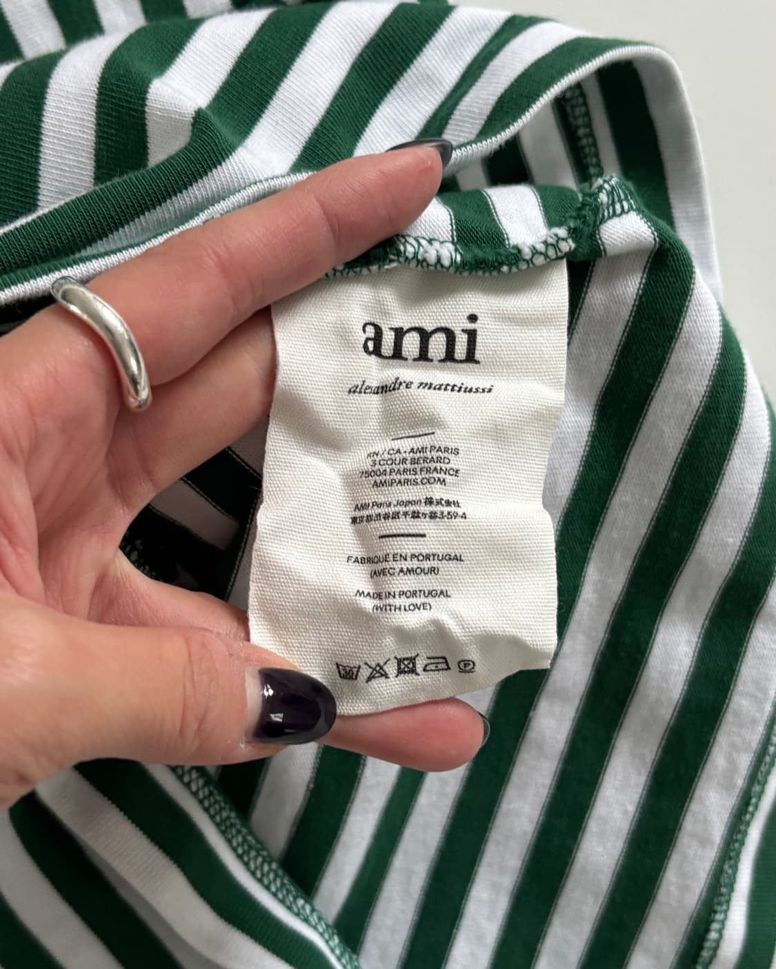 Ami 아미 하트로고 그린컬러 스트라이프 슬리브 상품이미지6