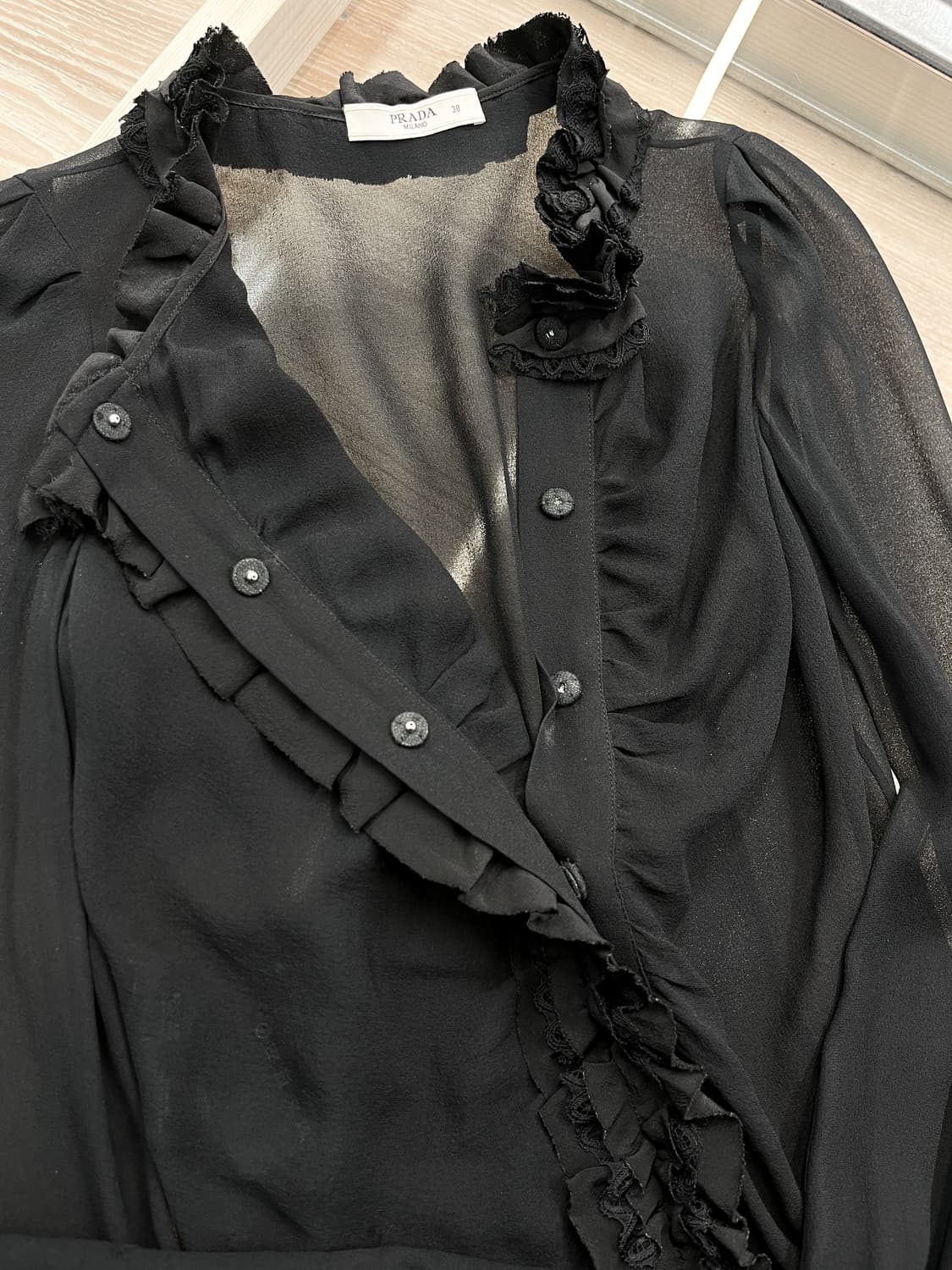 프라다 시스루 러플 블라우스 상품이미지4