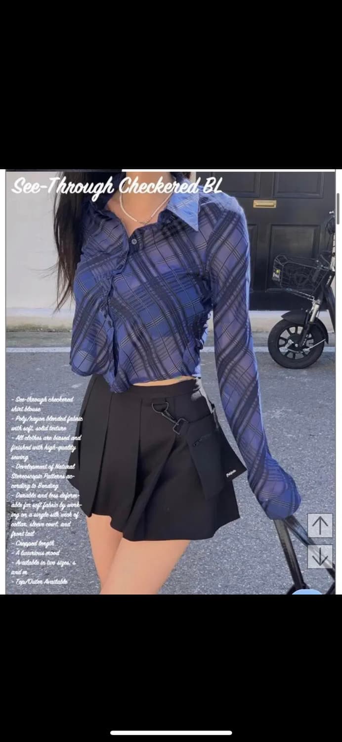 페일제이드 시스루 체크 블라우스 상품이미지2