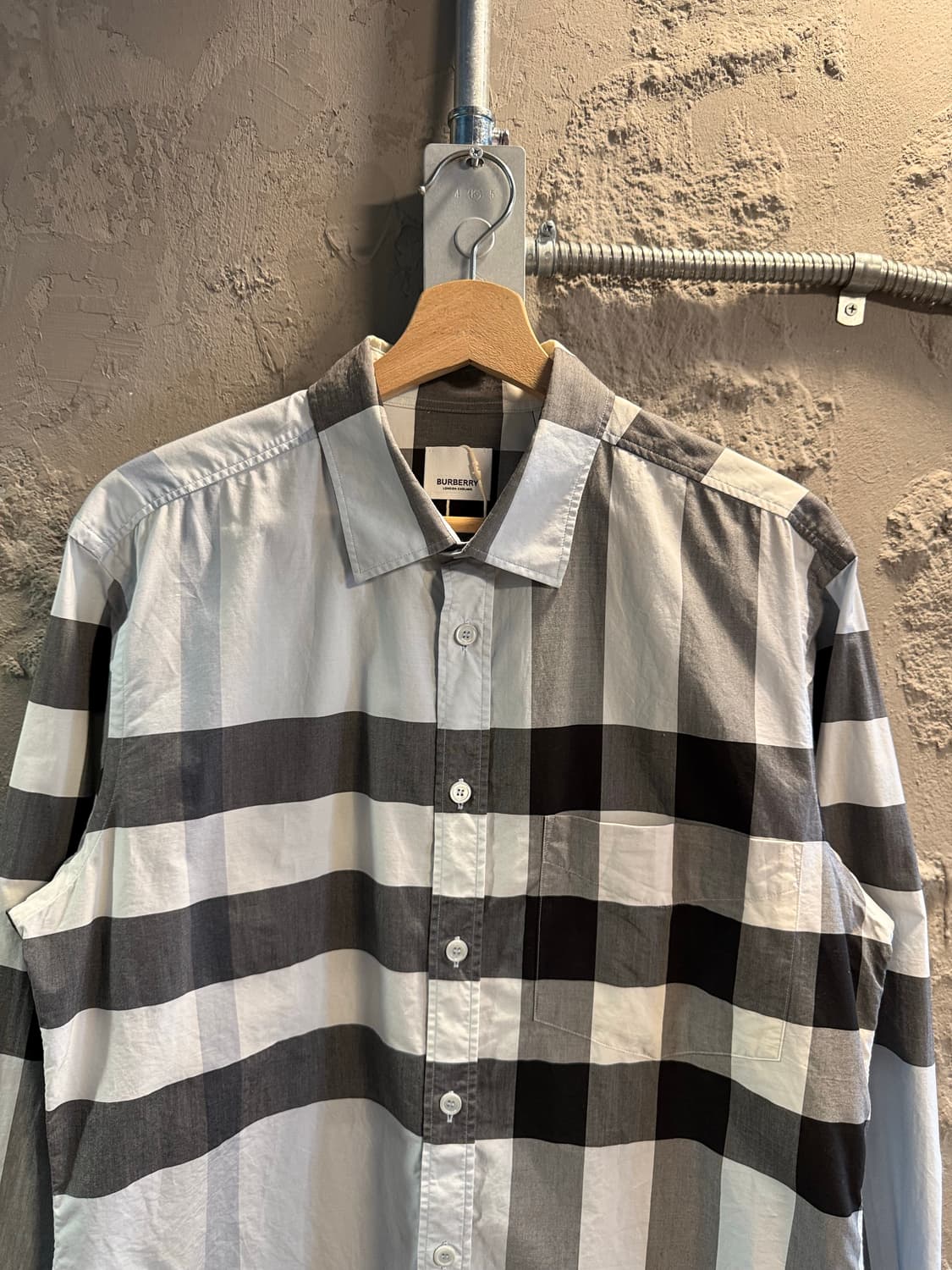 L 버버리 BURBERRY 런던 잉글랜드 체크 셔츠 라이트블루 상품이미지4
