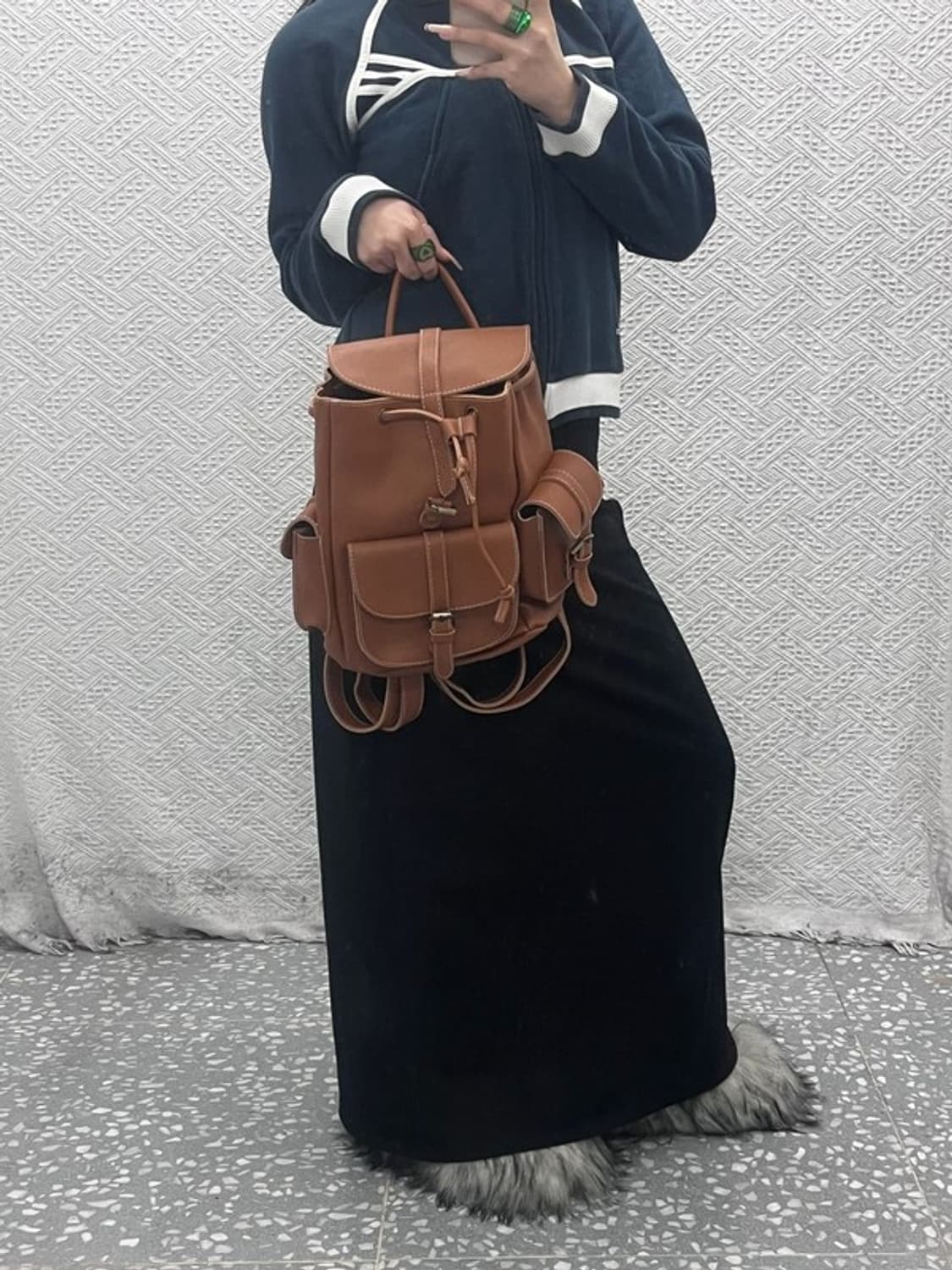 빈티지 포켓 포인트 플랩 캐주얼 심플 백팩 C08275 상품이미지2