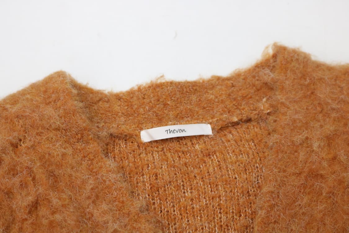 Thevon 제본 오렌지 모헤어 블렌드 브이넥 니트 가디건 상품이미지4