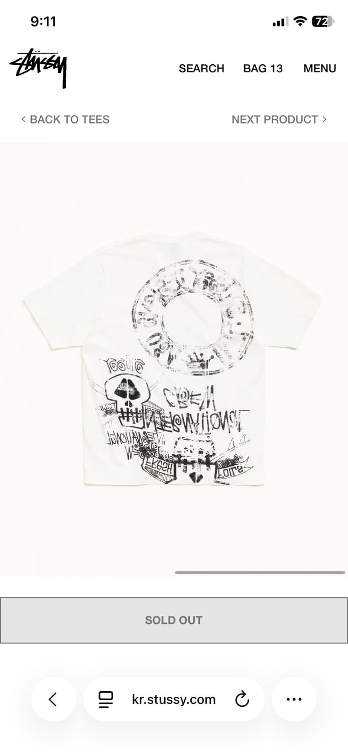 스투시 스컬 피그먼트 다이드 티셔츠 S사이즈 내츄럴  상품이미지2