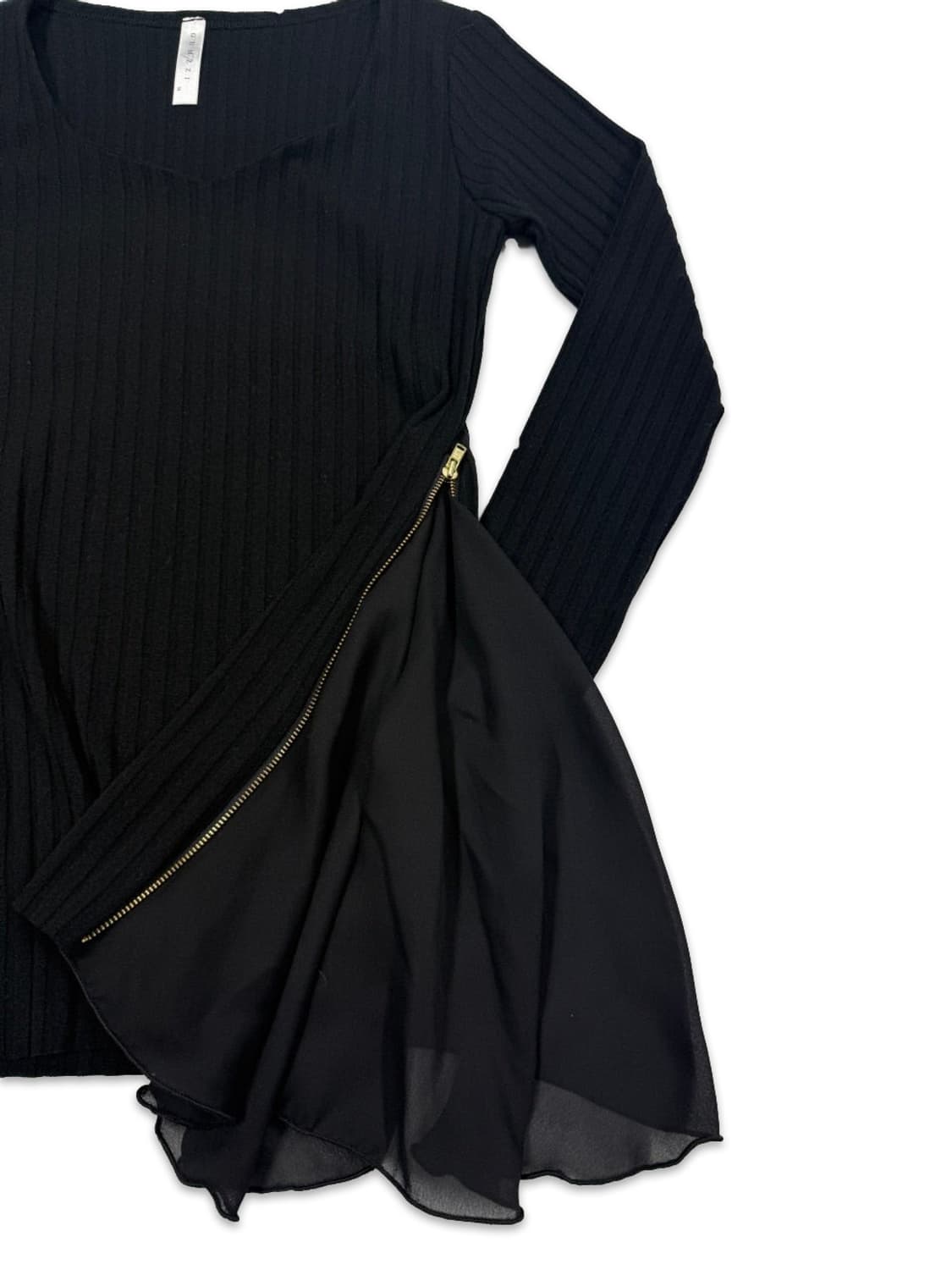 빈티지 블랙 집업 플레어 펑크 니트 상품이미지4