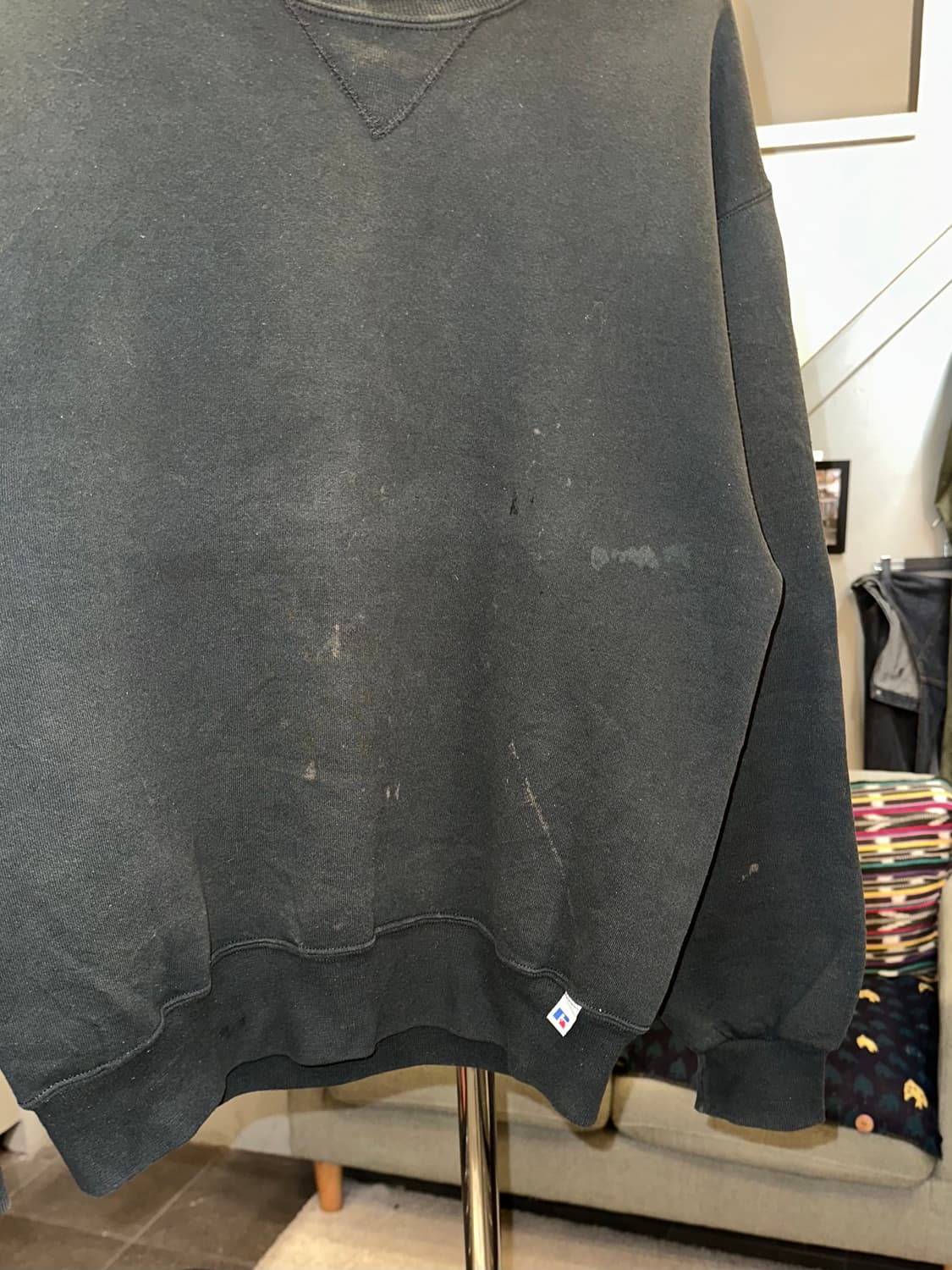 90’s Russell Athletic black plain faded 상품이미지6