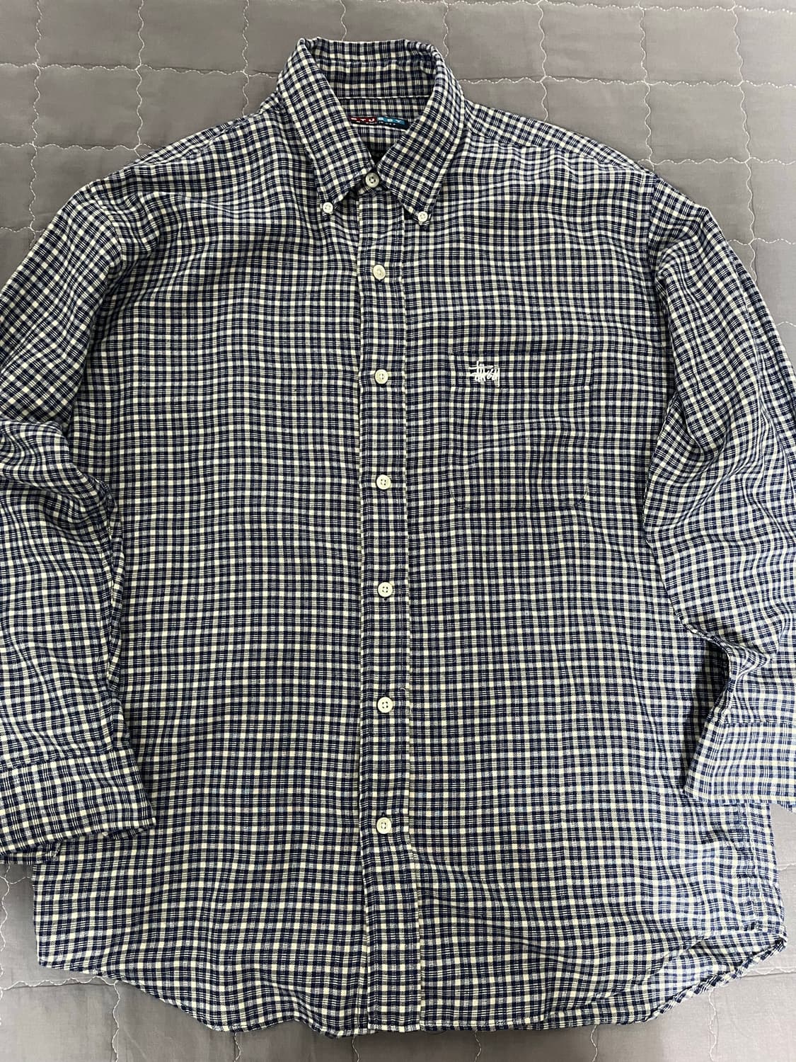 올드 스투시 체크 셔츠 네이비 M 상품이미지2