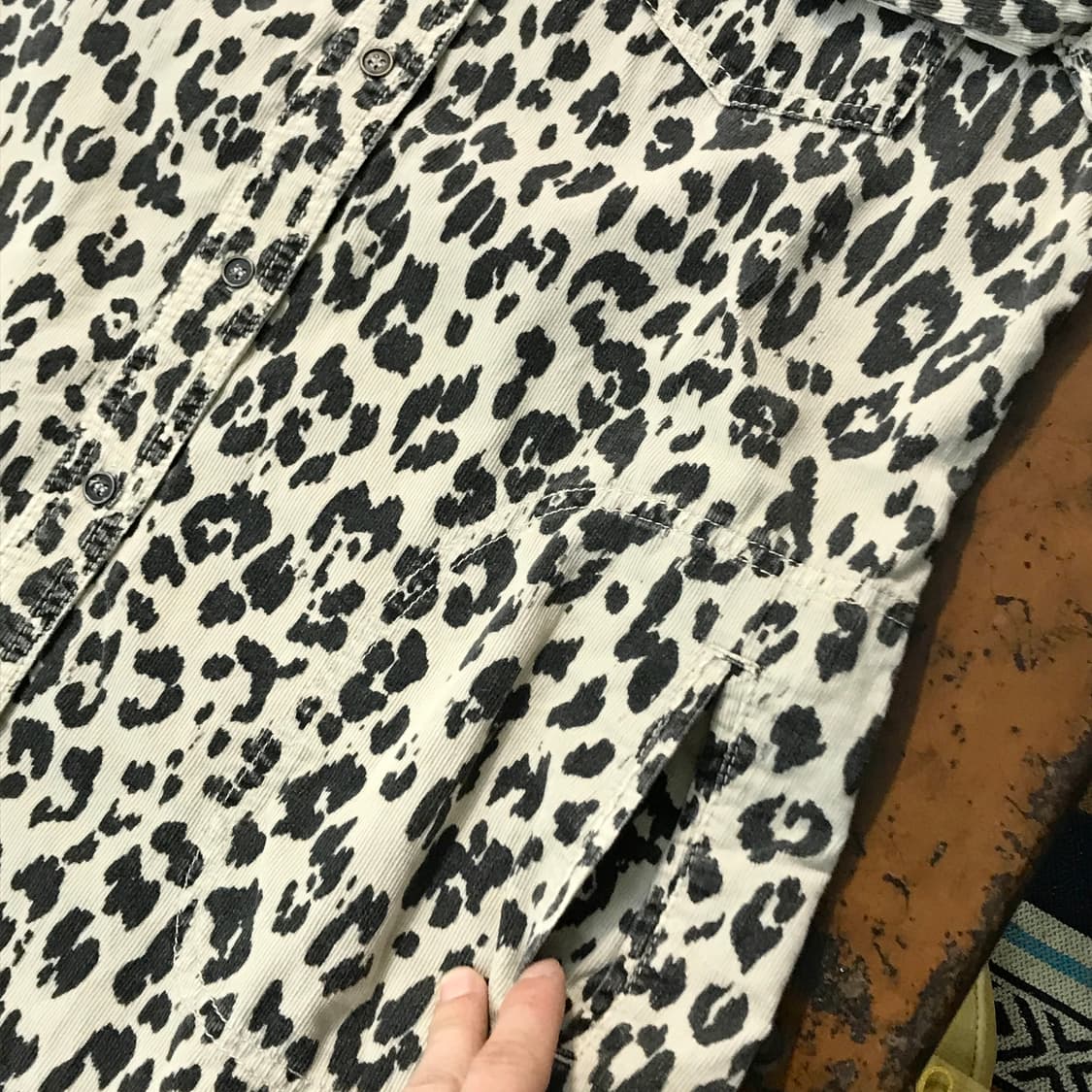 VTG 빈티지 레오파드 패턴 코듀로이 롱 셔츠 원피스 여성 55 사이즈  상품이미지5