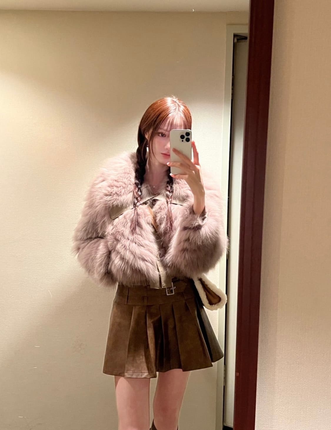 라벨르블랑 레더 버클 플리츠 스커트 S 상품이미지2