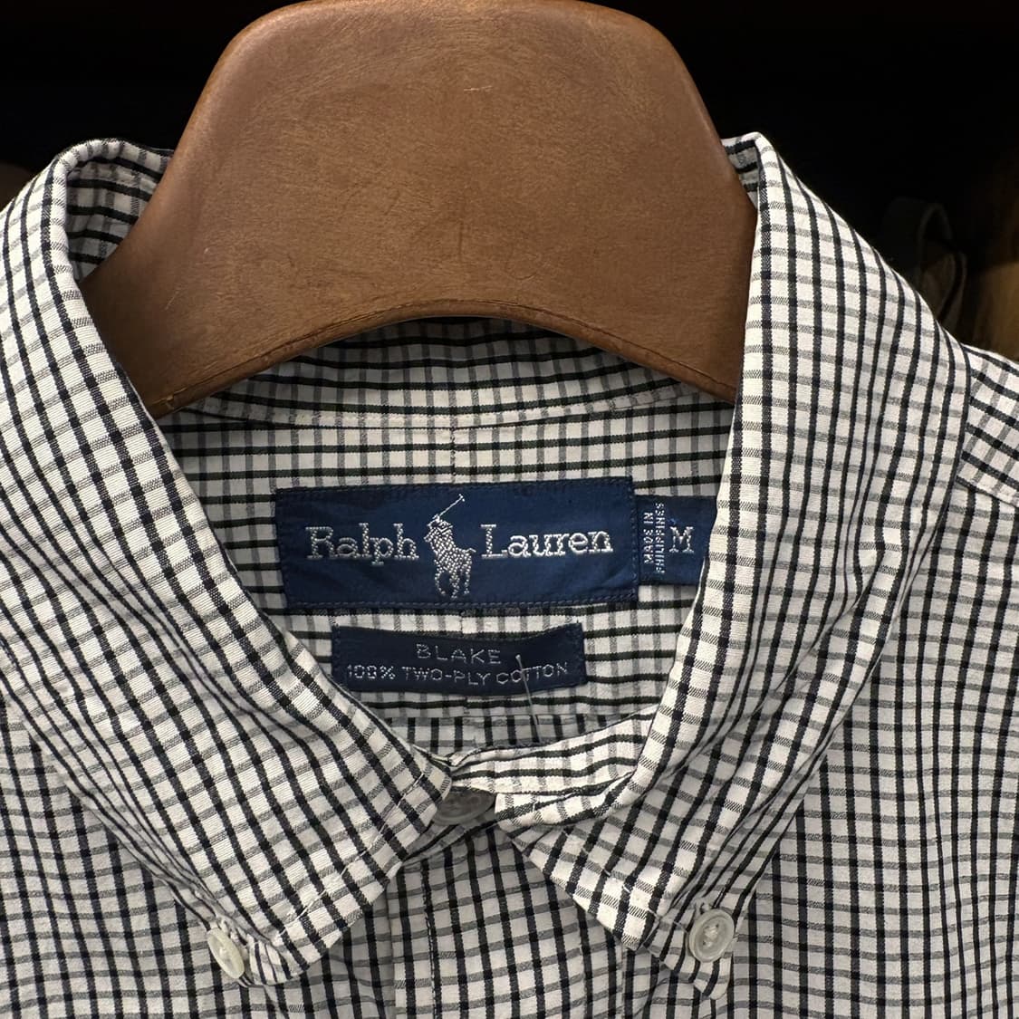 90s 폴로 랄프로렌 마이크로 체크 투플리 코튼 버튼다운 셔츠 N337 상품이미지5