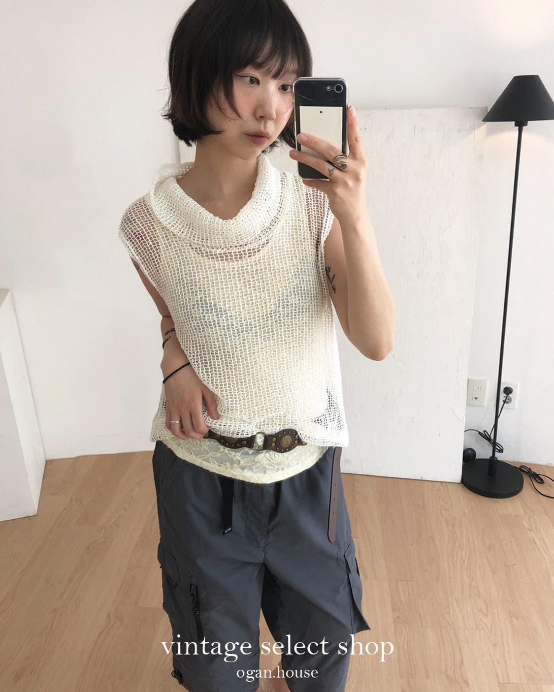 vintage open knit sleeveless top 상품이미지1