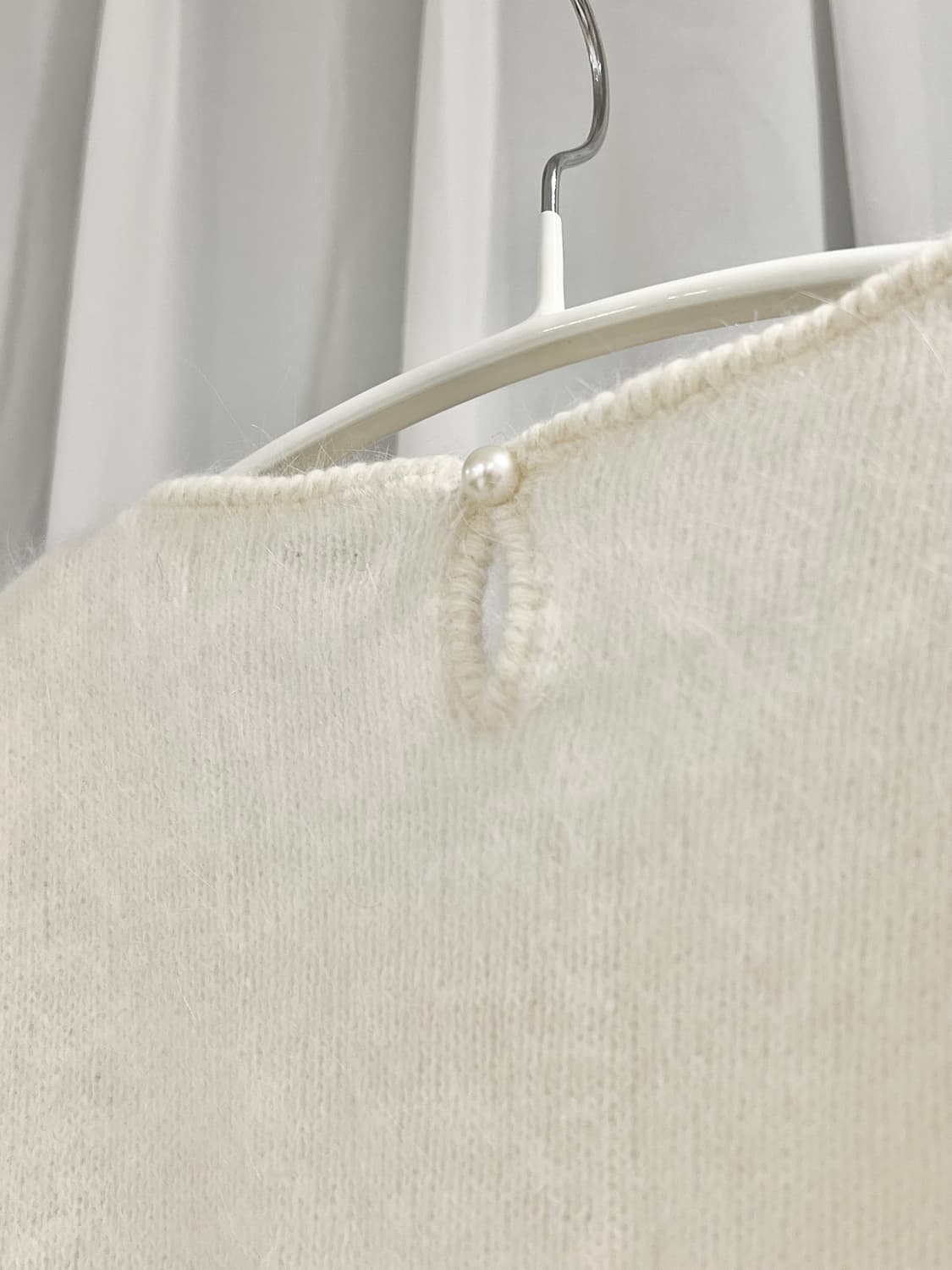 🐑울 90 아이보리 리본 헤어리 고급 니트, 가단 51 상품이미지4