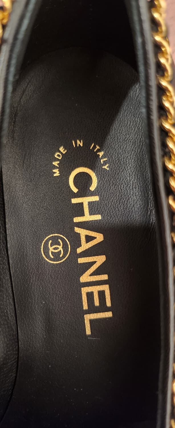 샤넬 램스킨 로퍼 블랙 금장 체인 37 새상품 상품이미지5