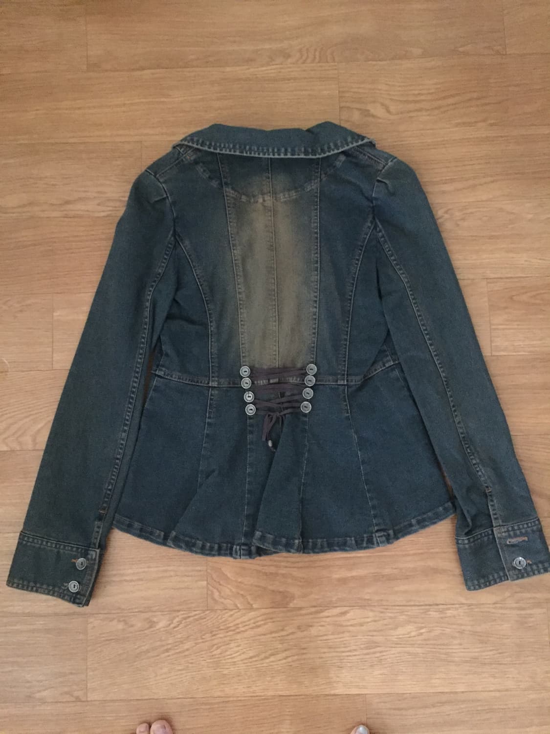 빈티지 워싱 y2k 프릴 청자켓 상품이미지5
