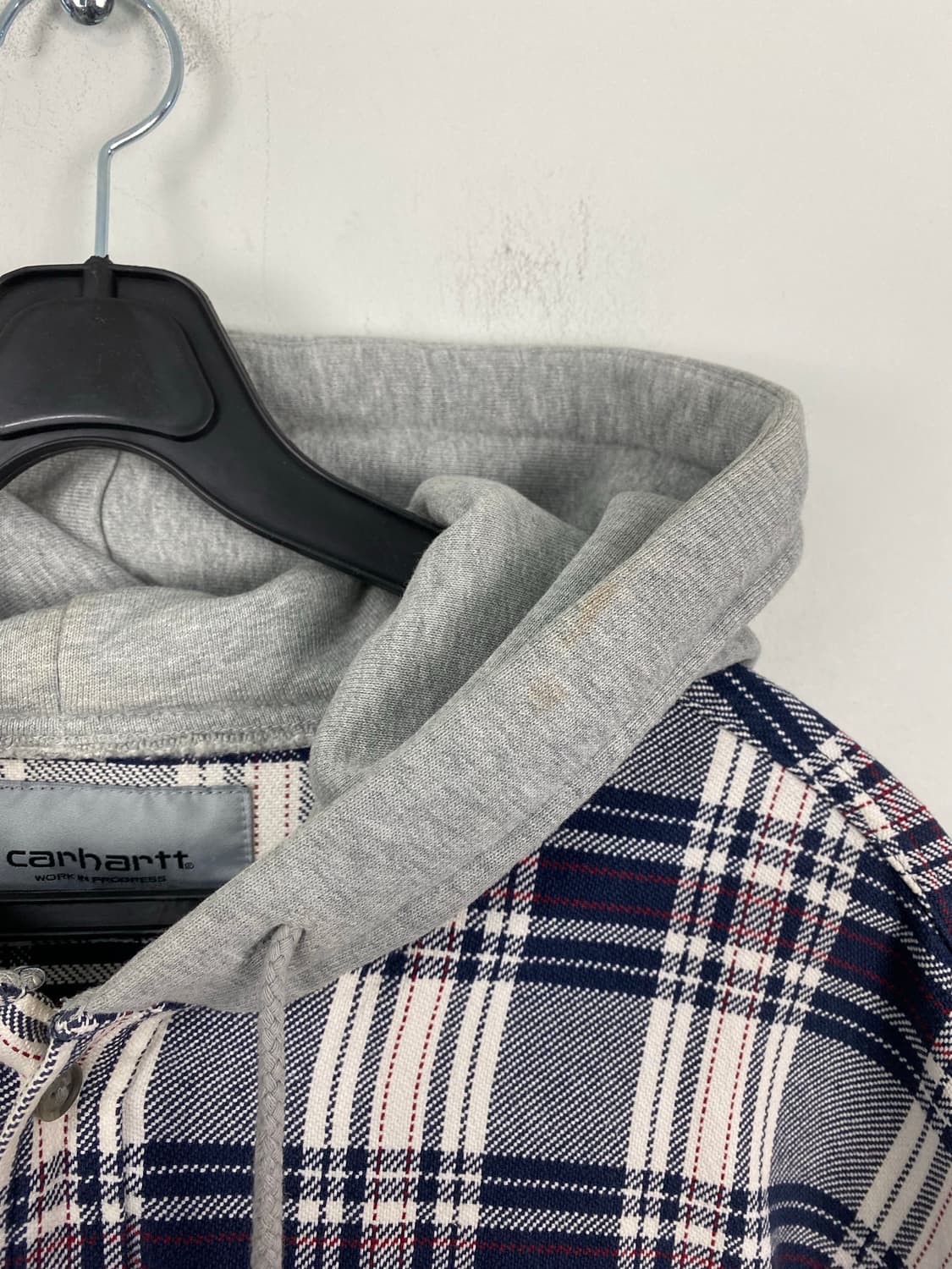 칼하트 WIP 오티스 체크 후드 셔츠 L 상품이미지5