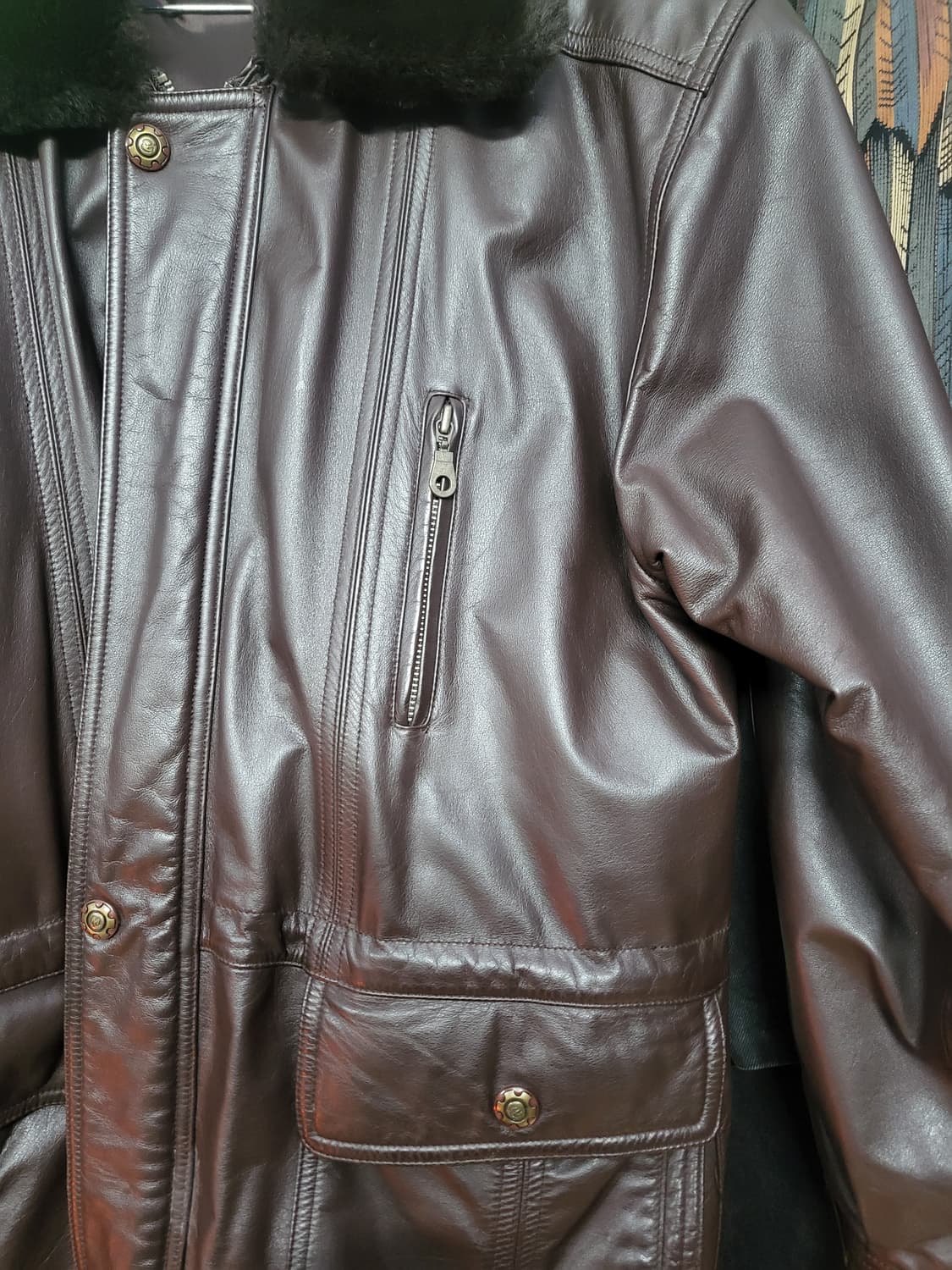 롱 가죽자켓 + 내피 오리털 상품이미지2