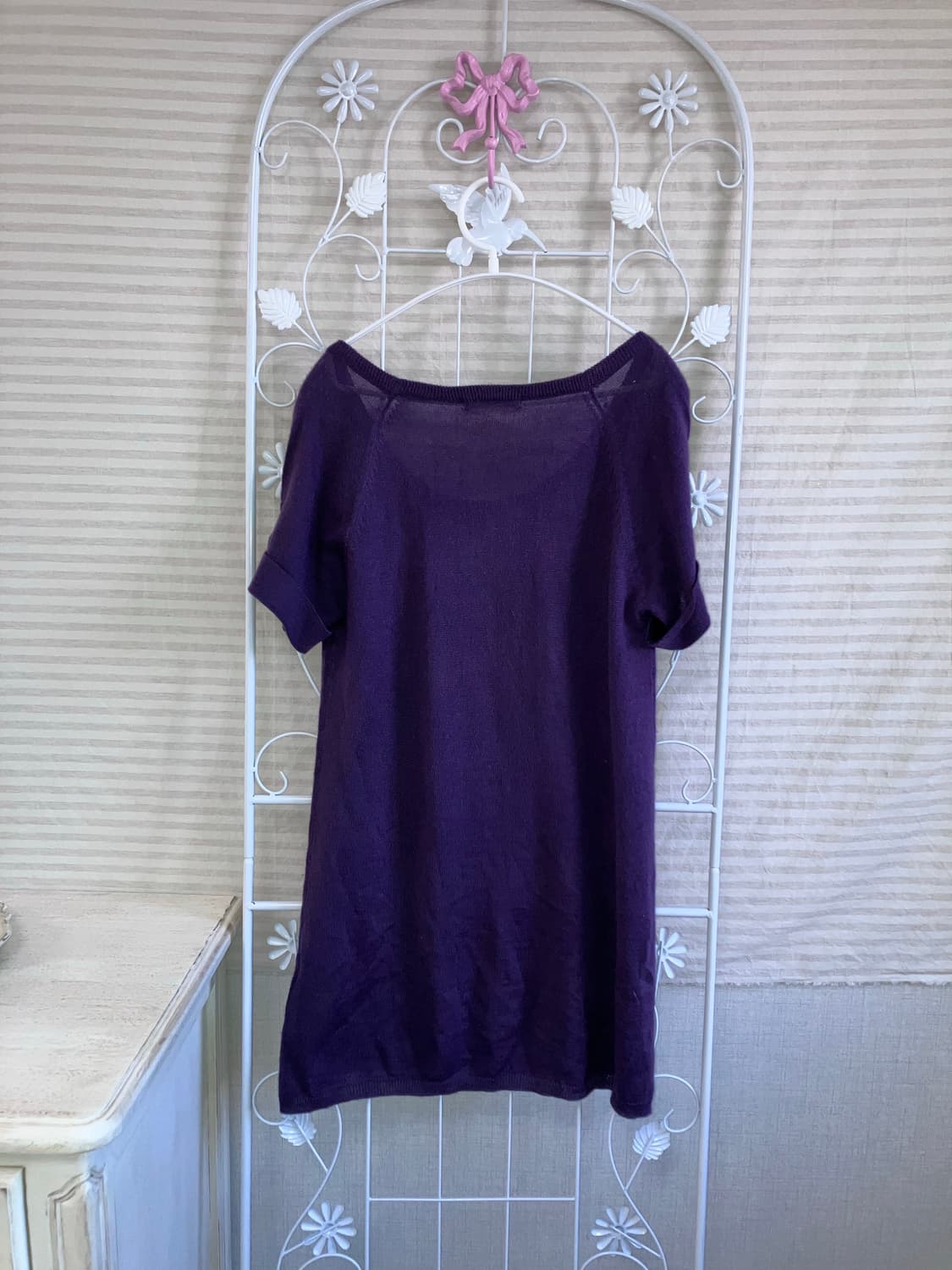 빈티지 퍼플 아가일 반팔 니트 y2k 스트릿 갸루 펑키 일본빈티지 상품이미지2