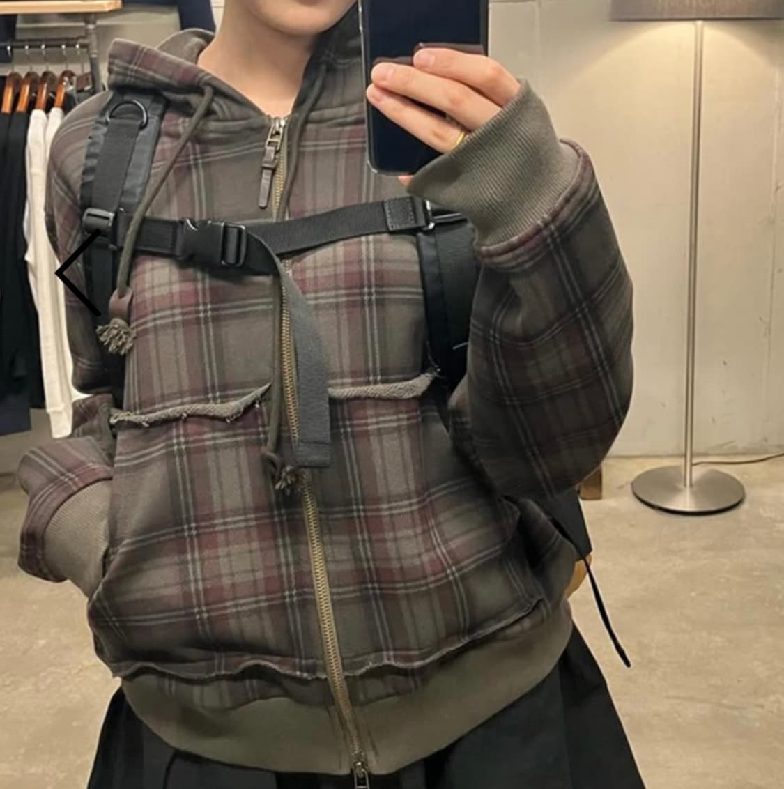 사파리스팟 타탄체크 2way 후드집업 1size 상품이미지2