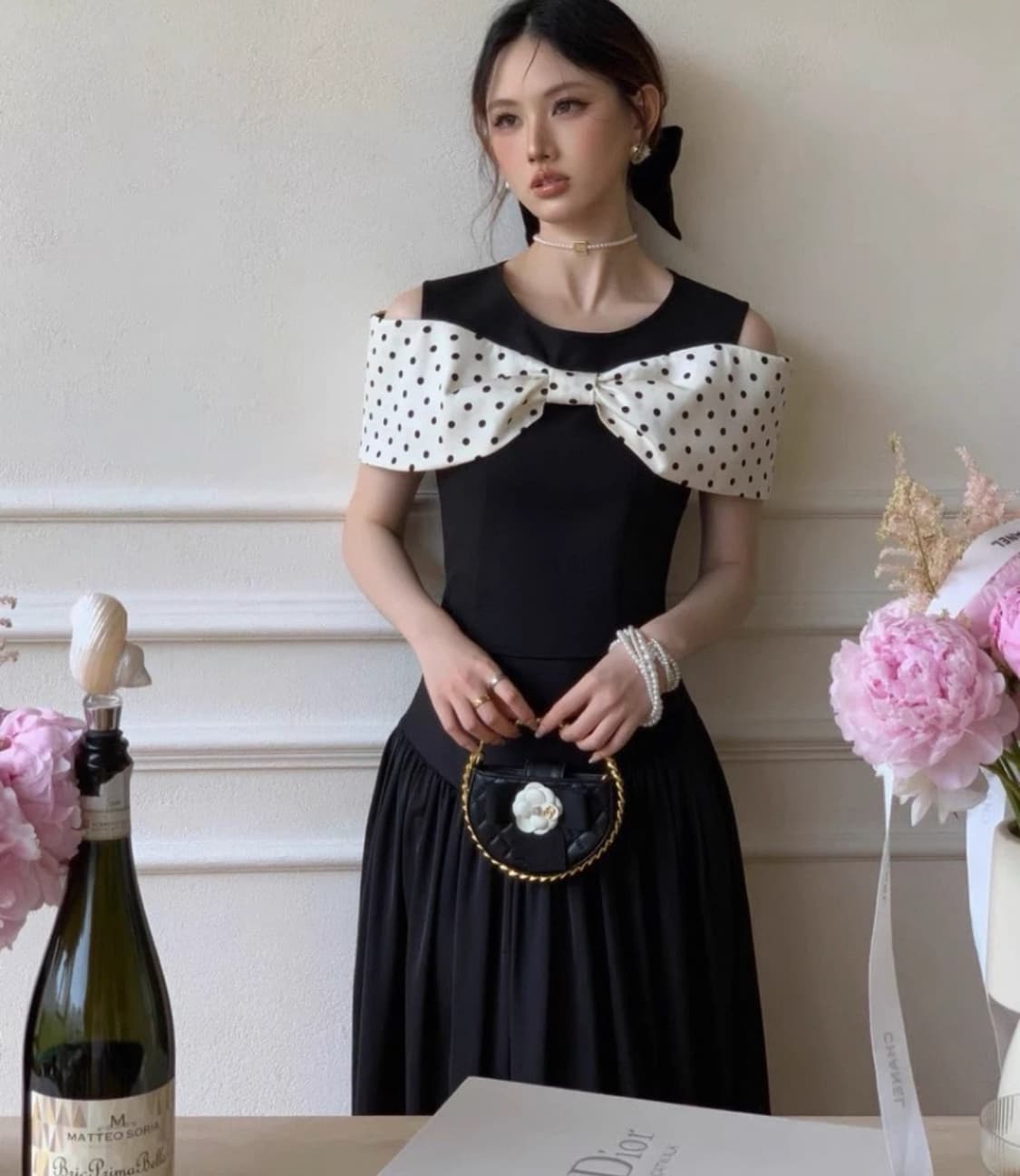 LE L'ART 도트 리본 상의 상품이미지4