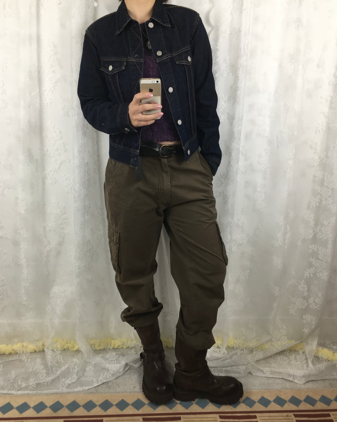 Cropped Raw Denim Trucker Jacket 상품이미지10